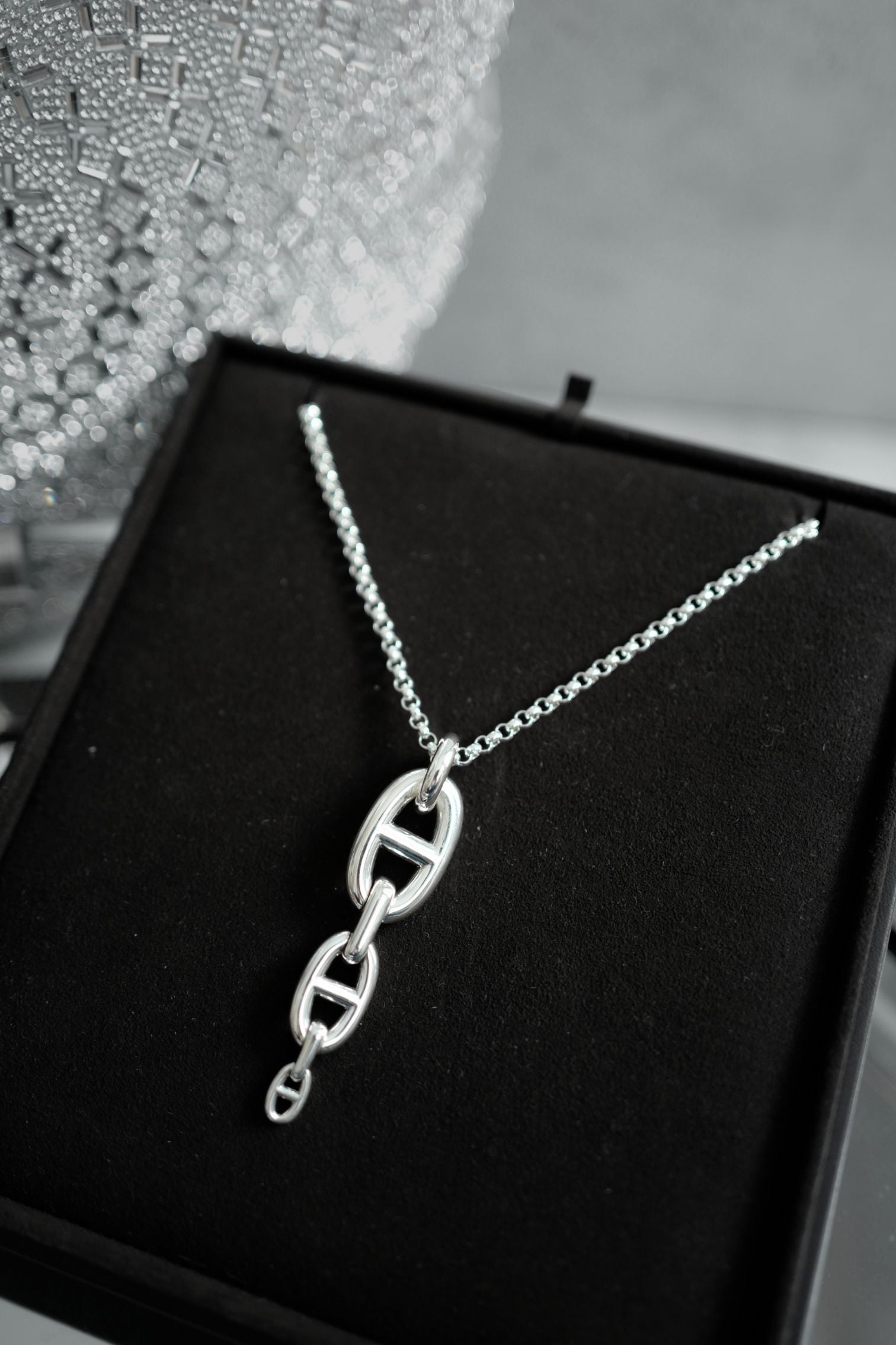 Hermes Chaine d'ancre Necklace Silver Enchainee pendant