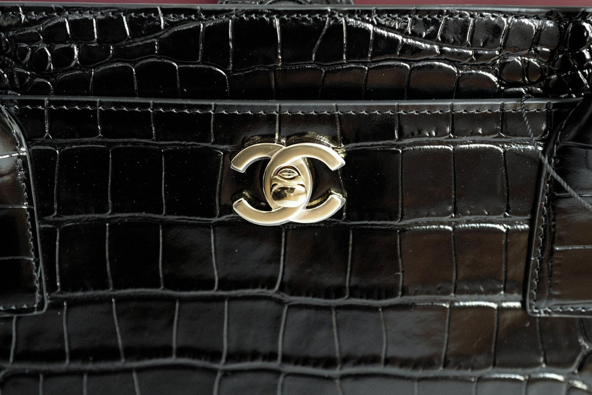 Chanel 26k Matthieu Blazy's Small Tote Black Crocodile Embossed Calfskin GHW