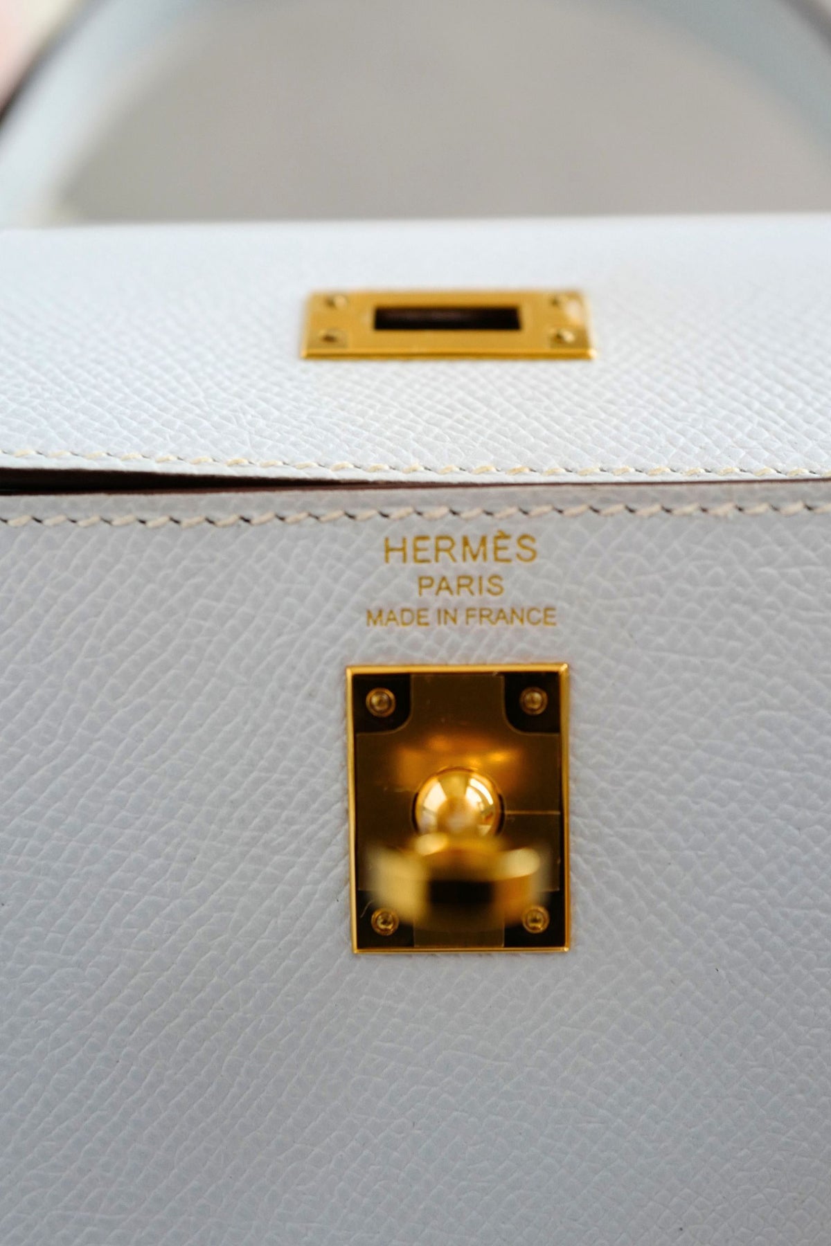 Hermes Kelly 25 Bleu Brume Epsom Sellier Gold Hardware