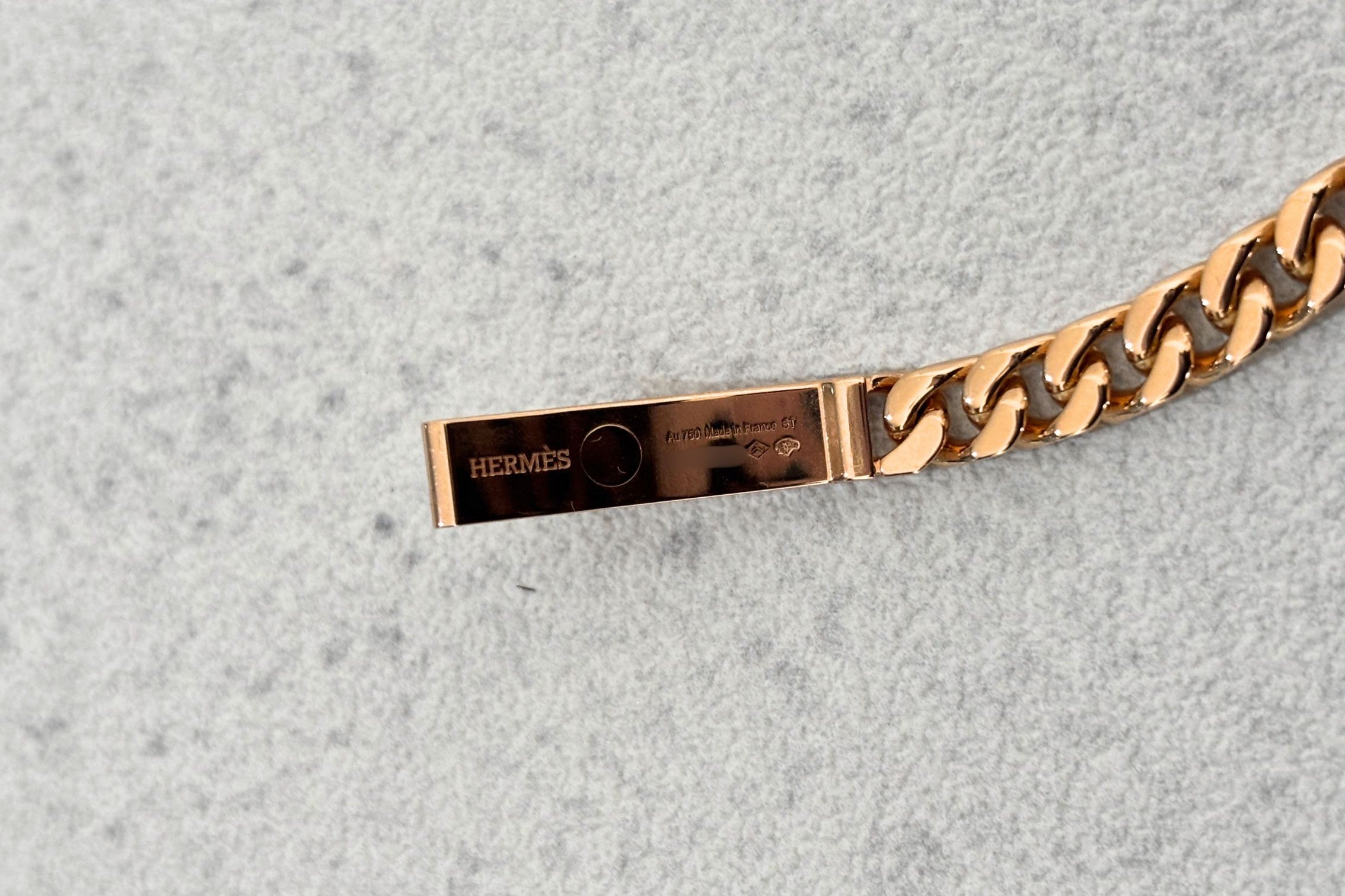 NEW Hermes Kelly Gourmette Bracelet Rose Gold 750 Diamond 0.90ct ST