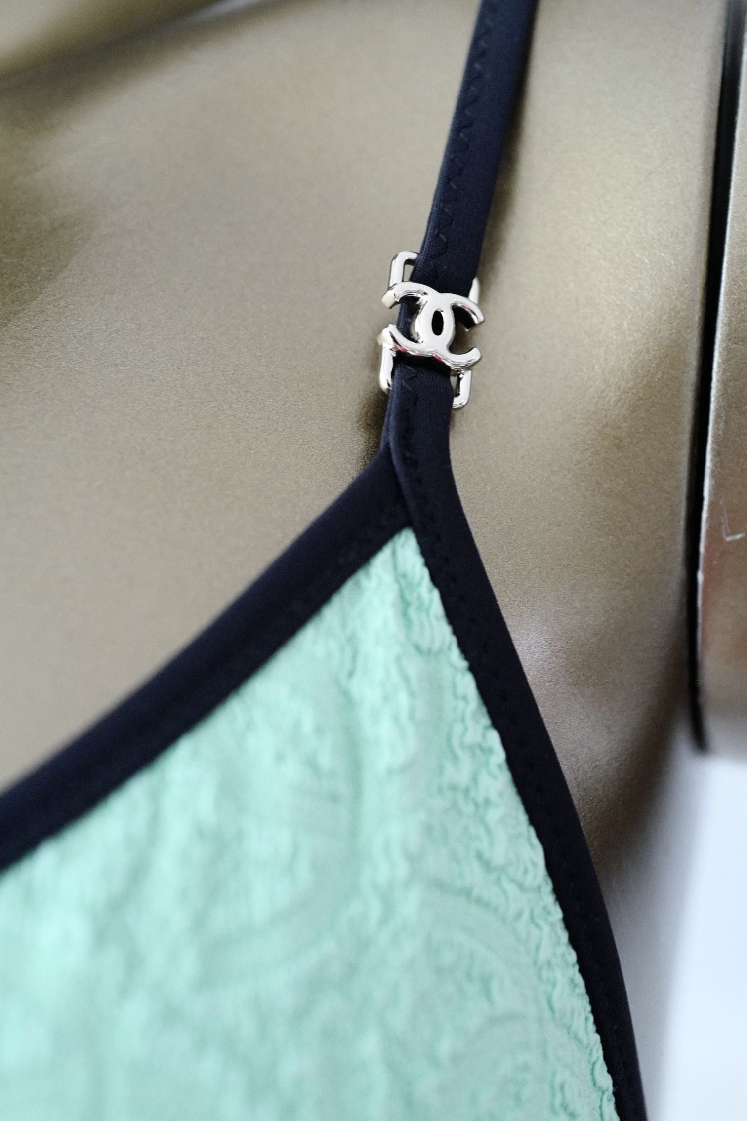 Chanel 26M Coco Beach Swimsuit Vert Stretch Jersey Size 36