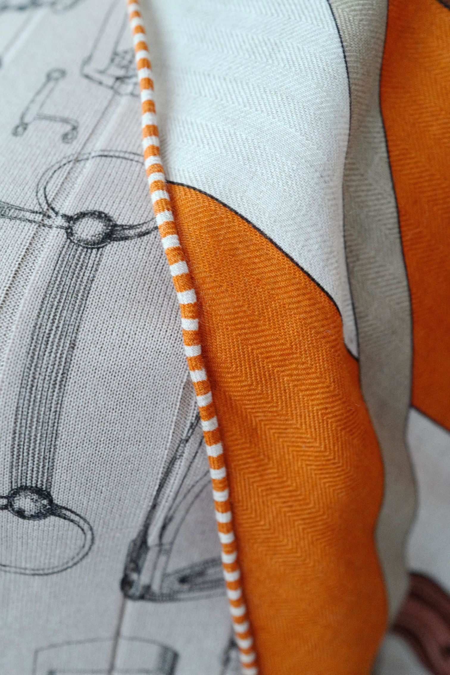 Hermès Clic-Clac Triangle Scarf Orange Cuit /Naturel/Caramel Cashmere Silk