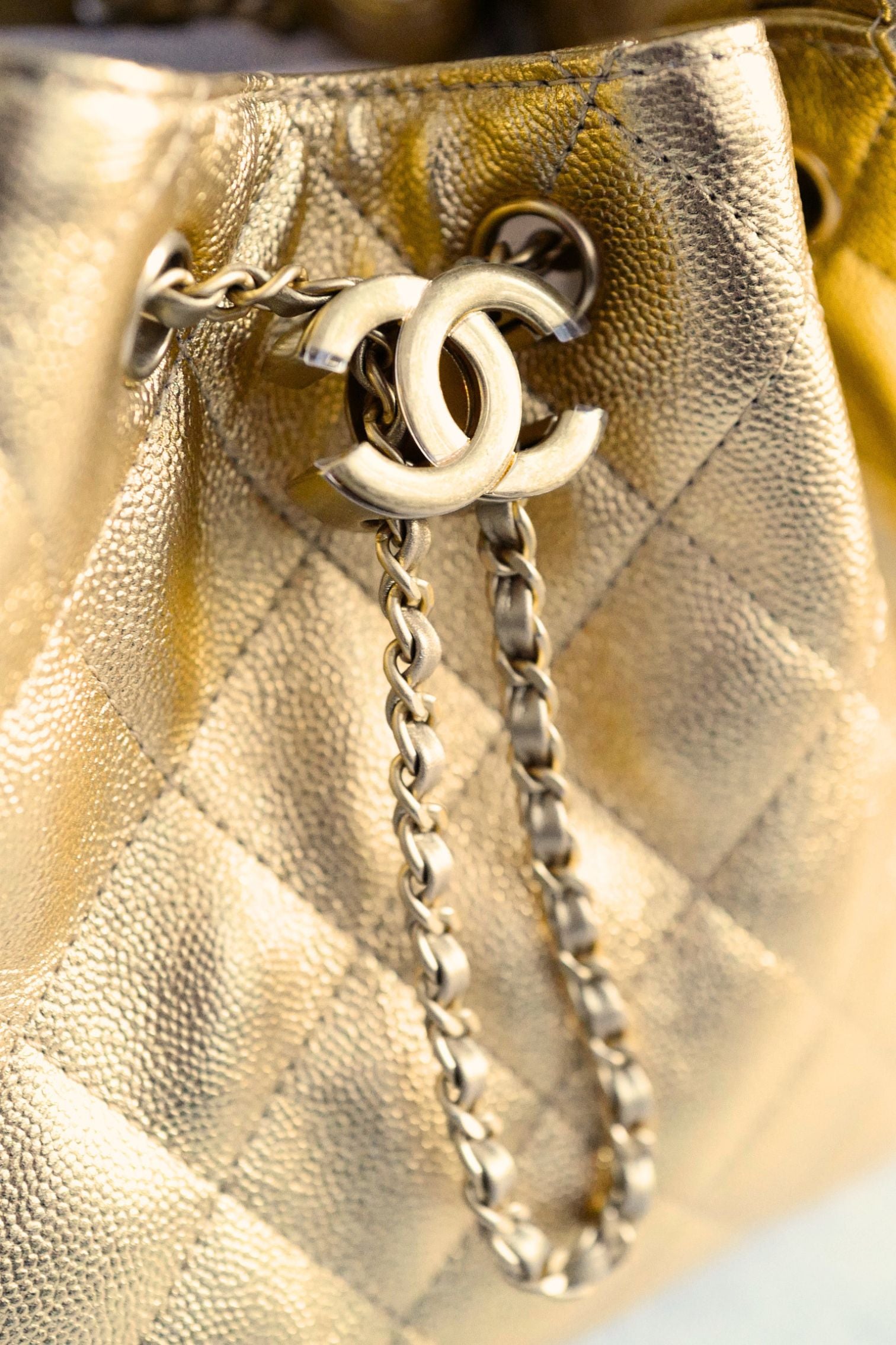 Chanel 26C Small Hobo Gold Metallic Grained Calfskin Gold Hardware