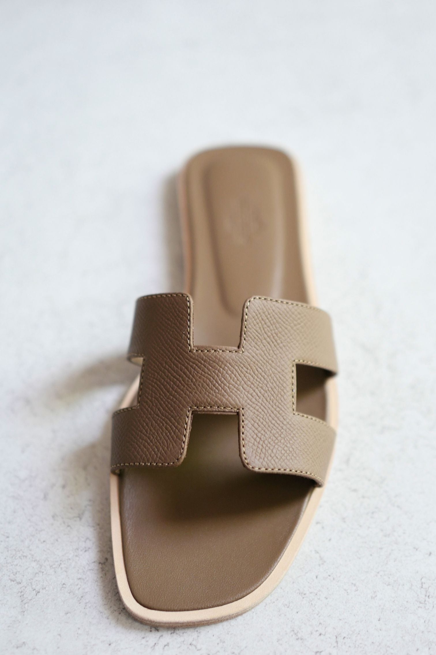 Hermès Oran Sandal Étoupe Calfskin Leather Size 38