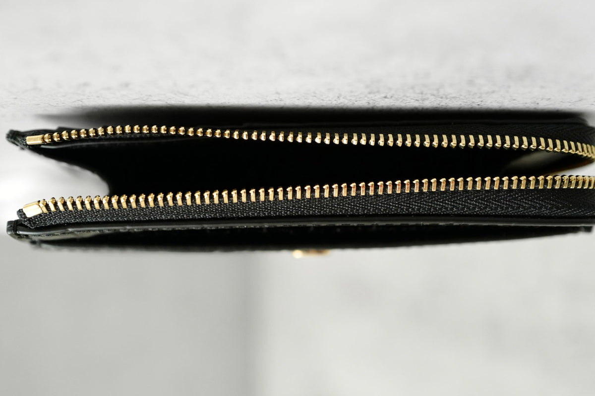 Chanel 26K Matthieu Blazy's Card Holder Croc Embossed Black Calfskin GHW
