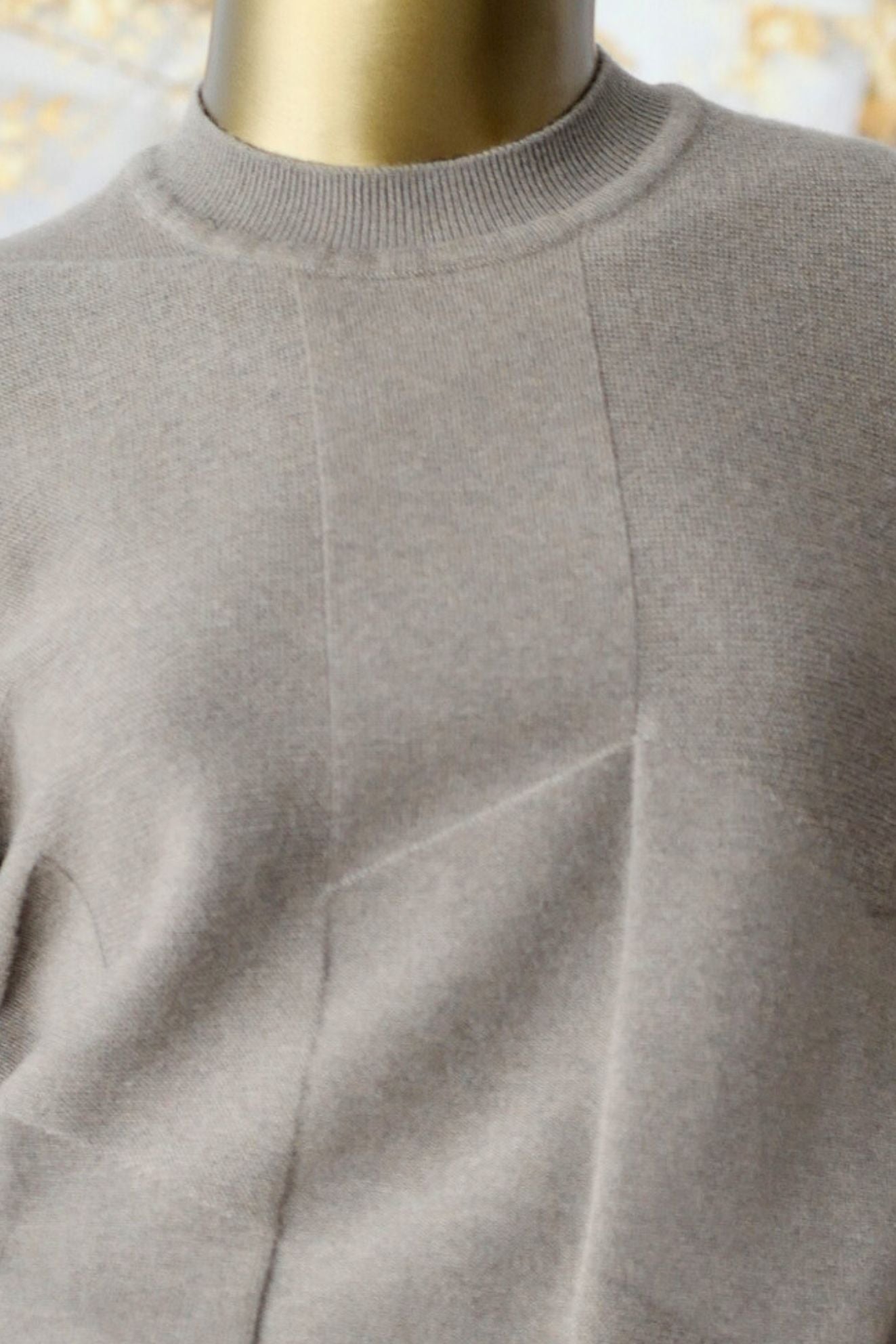Hermès H Voyage Short Sleeve Sweater Étoupe Virgin Wool Size 34