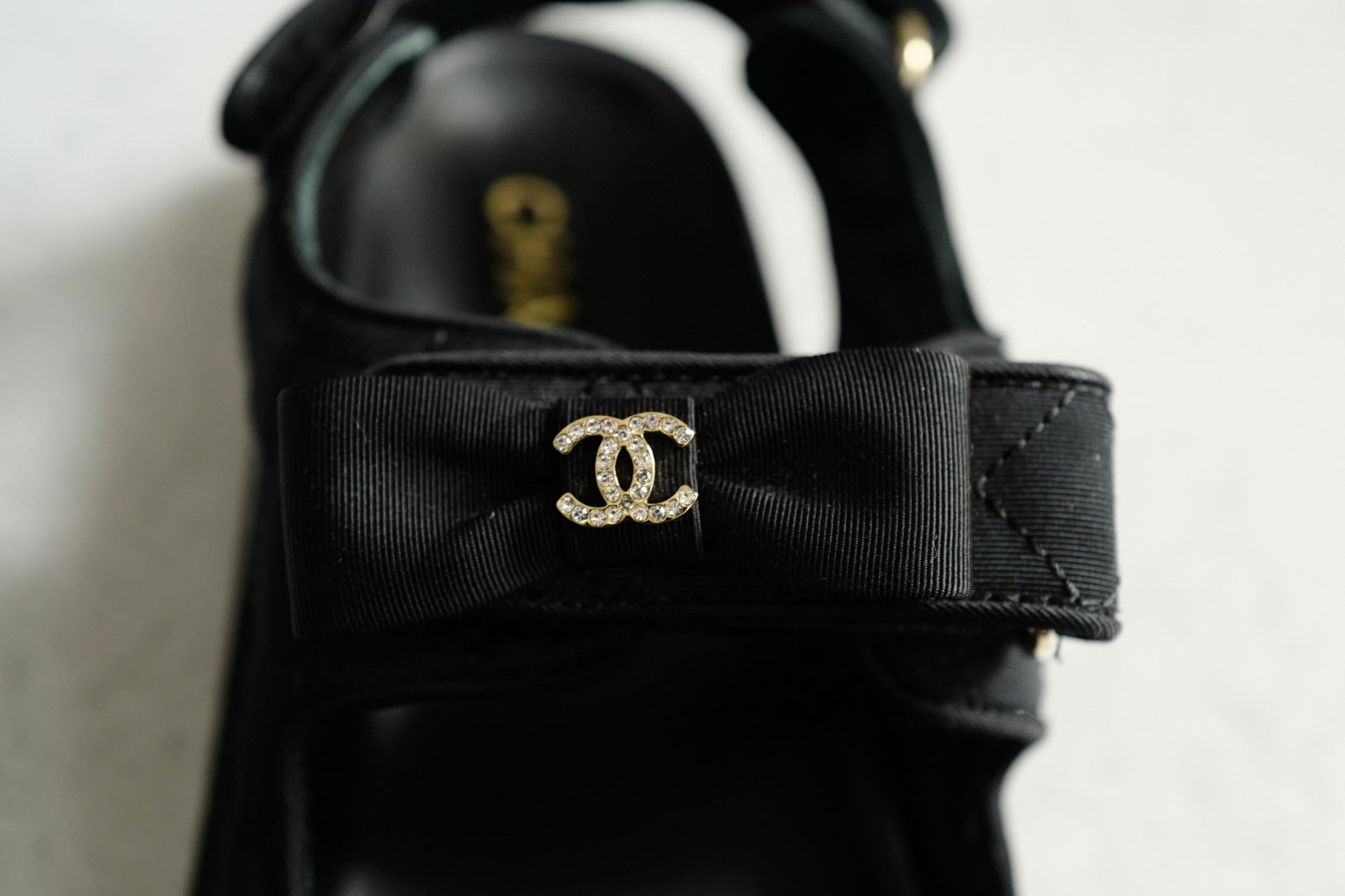 BNIB Chanel Dad Sandal CC Crystals In Black With Bows Size 38 - Limited