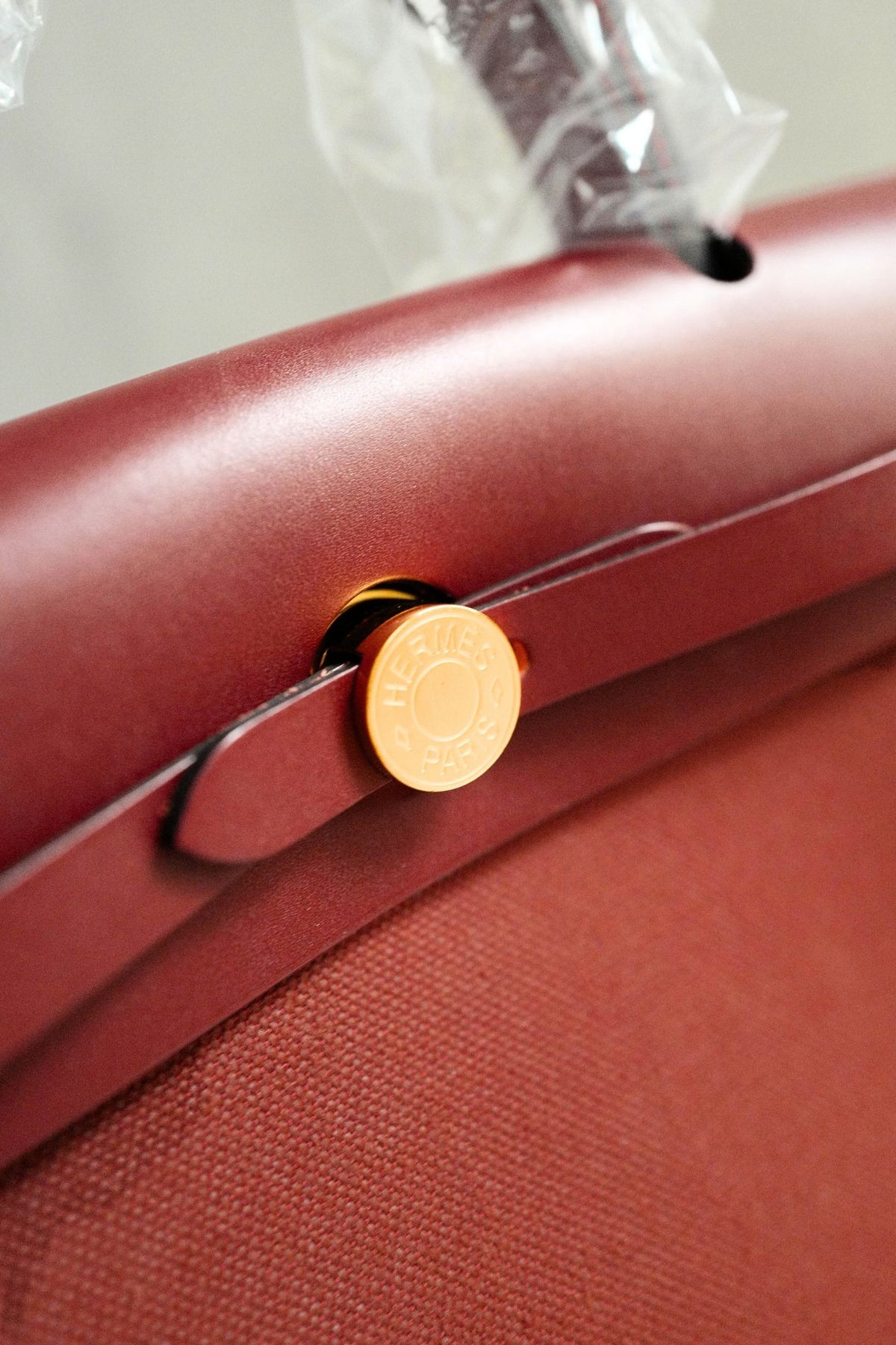Hermes Herbag Zip 31 Rouge H Militaire Canvas Leather Gold Hardware