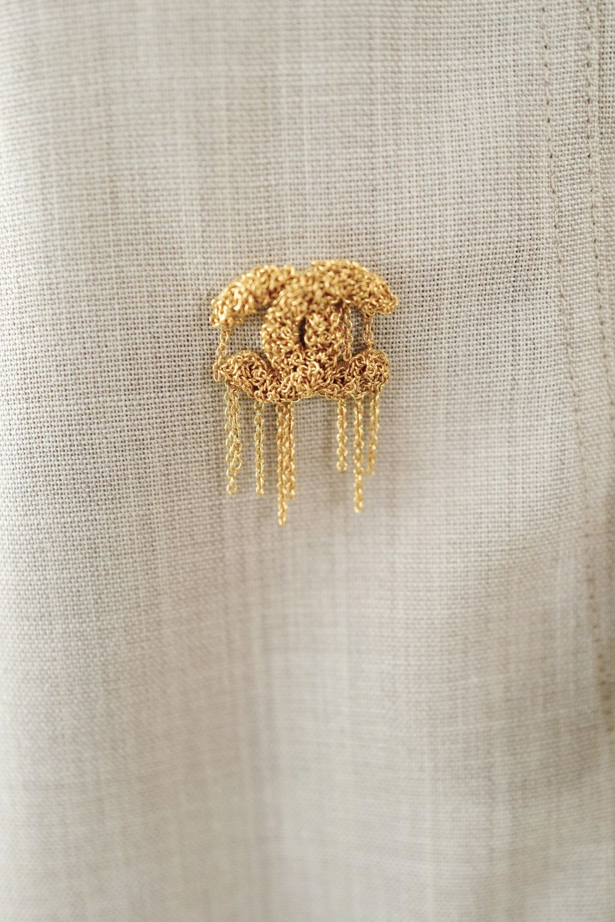 NEW Chanel 26K Women Shirt Wool Tailored Mushroom Beige Size 36