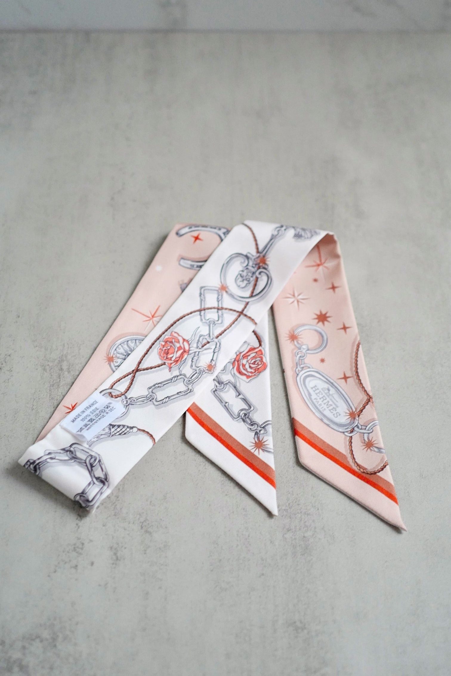 Hermès C’est La Fête Twilly Beige Rose / Caramel / Blanc