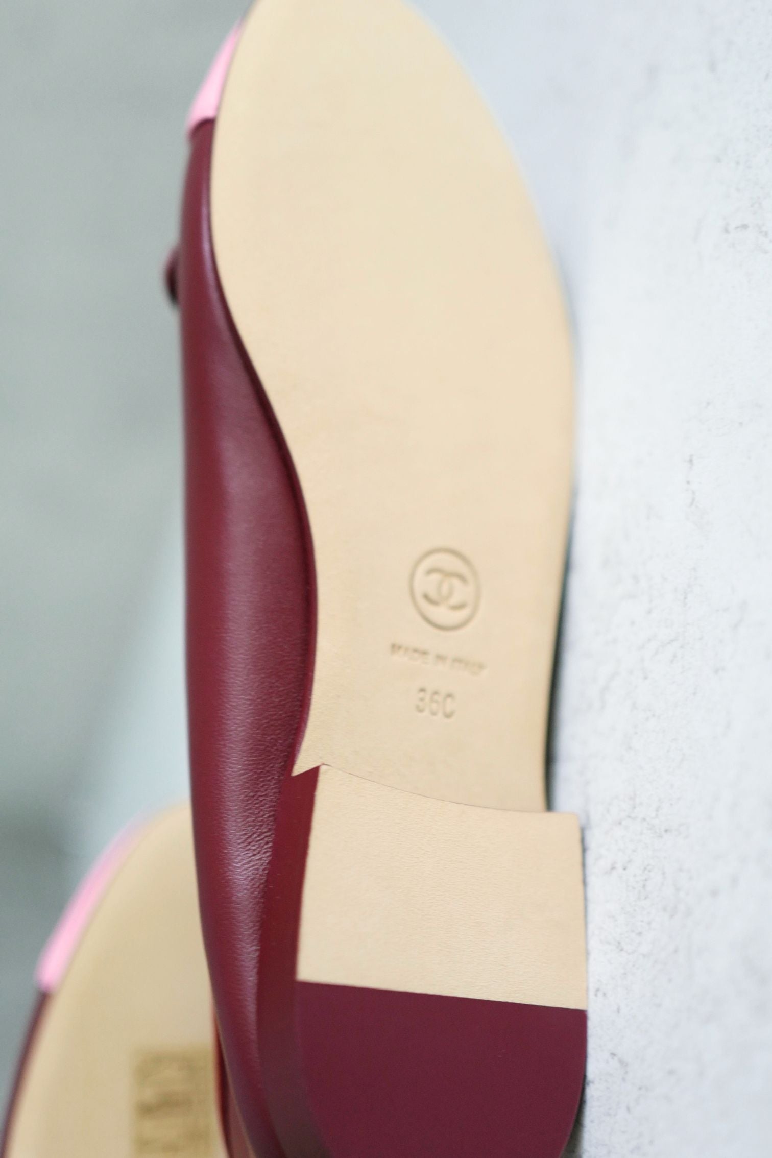 Chanel 26S Matthieu Blazy's Ballet Flats Burgundy Pink Lambskin Size 36C
