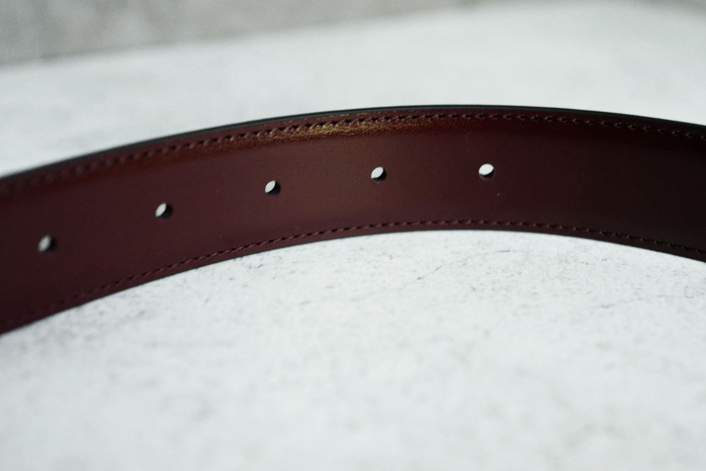 Chanel CC Reversible Belt Black Burgundy Silver Calfskin Metal Size 85
