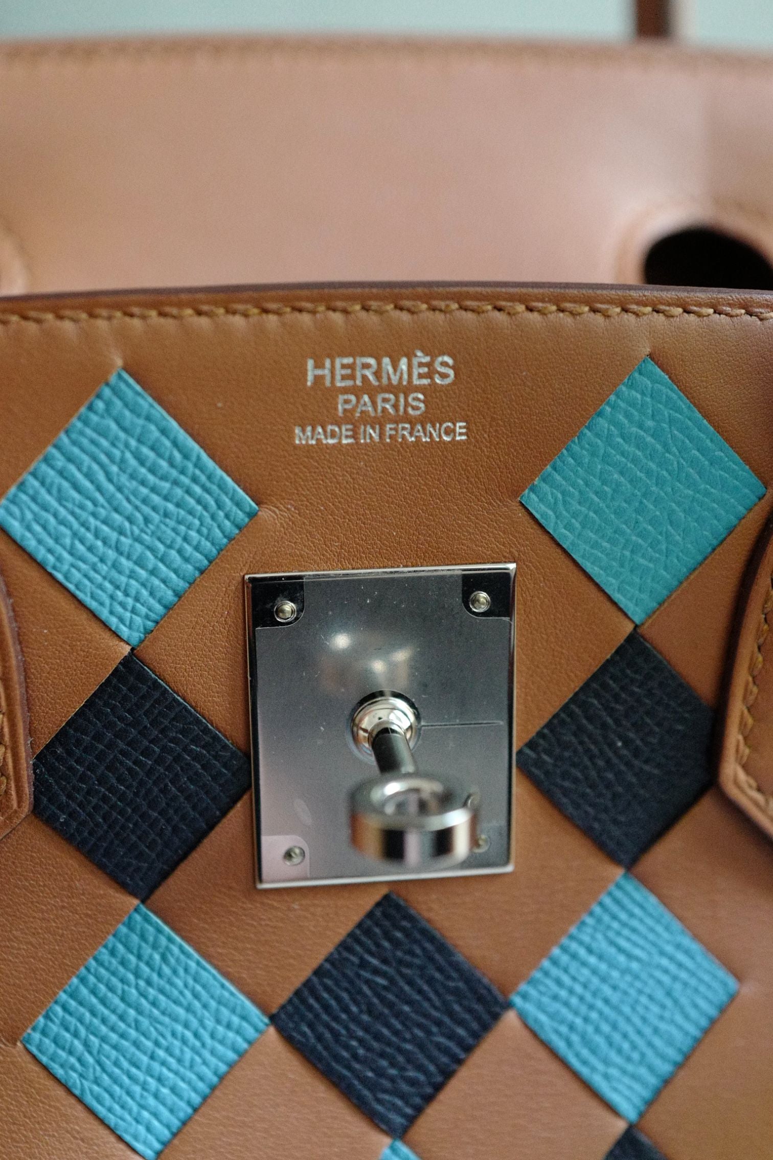 Hermes Birkin 30 Swift Epsom Tressage Gold/Bleu du Nord/Bleu Indigo Limited Edition