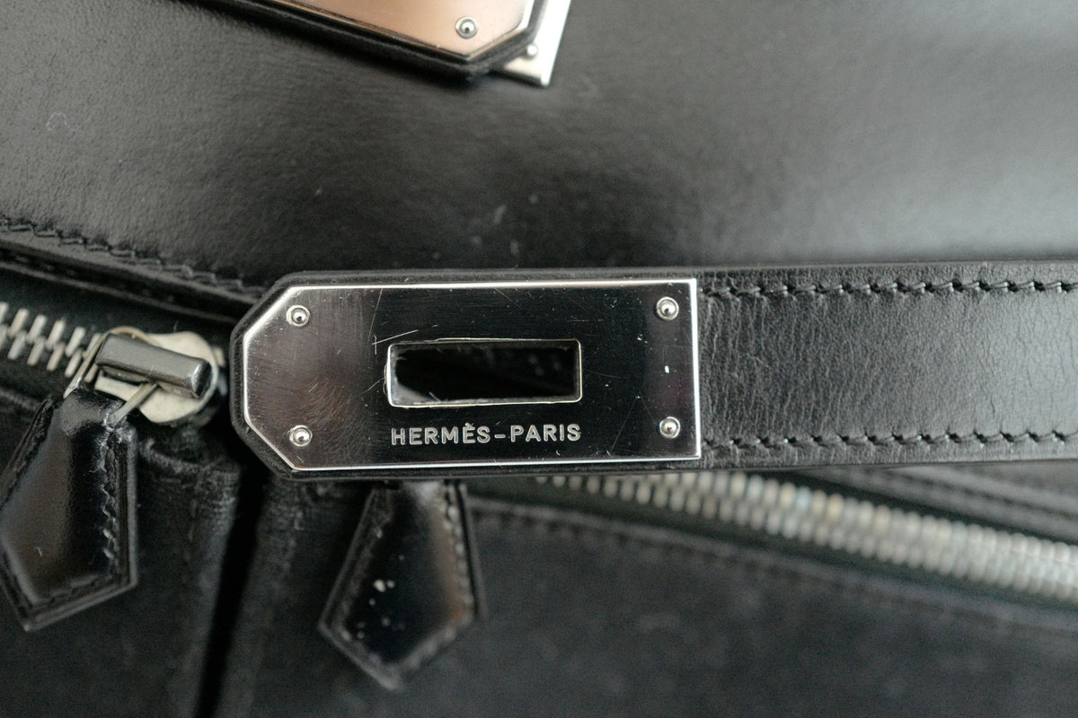 Hermes Kelly 40 Lakhis Noir Calfskin Leather Palladium Hardware