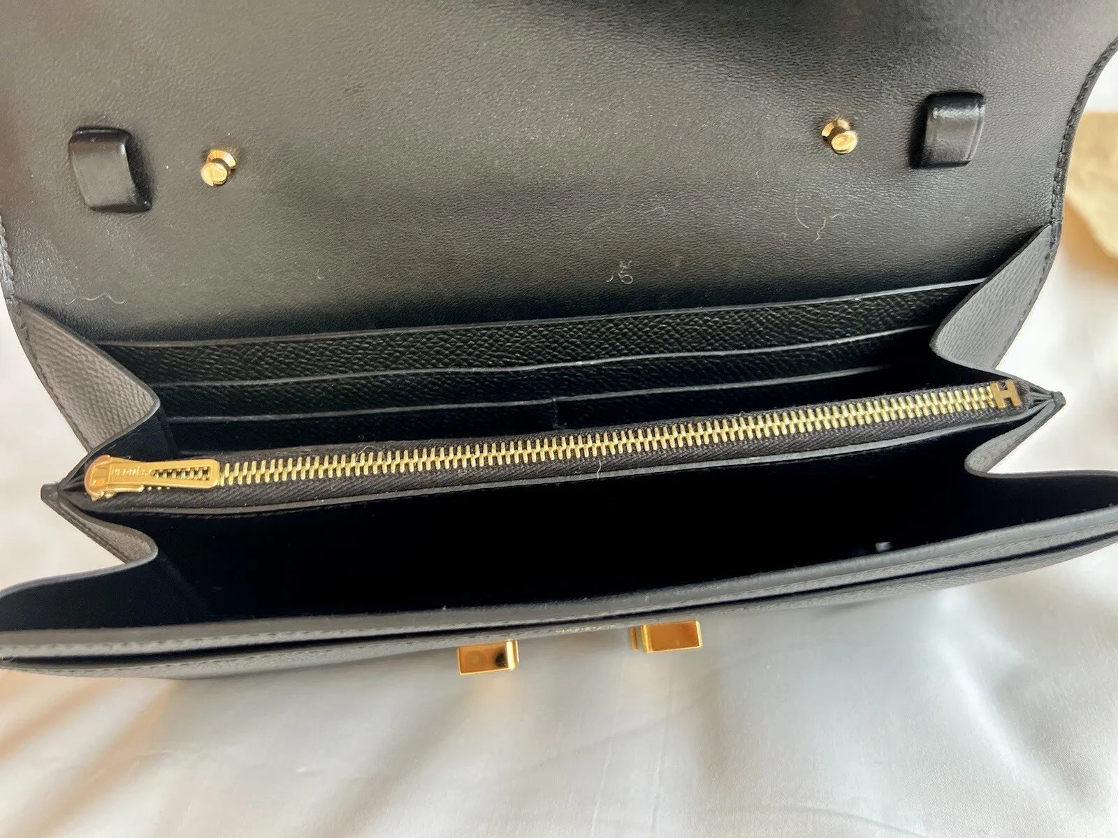 Hermes Constance To Go Wallet in Noir Black Epsom Gold Hardware 2023 Complete