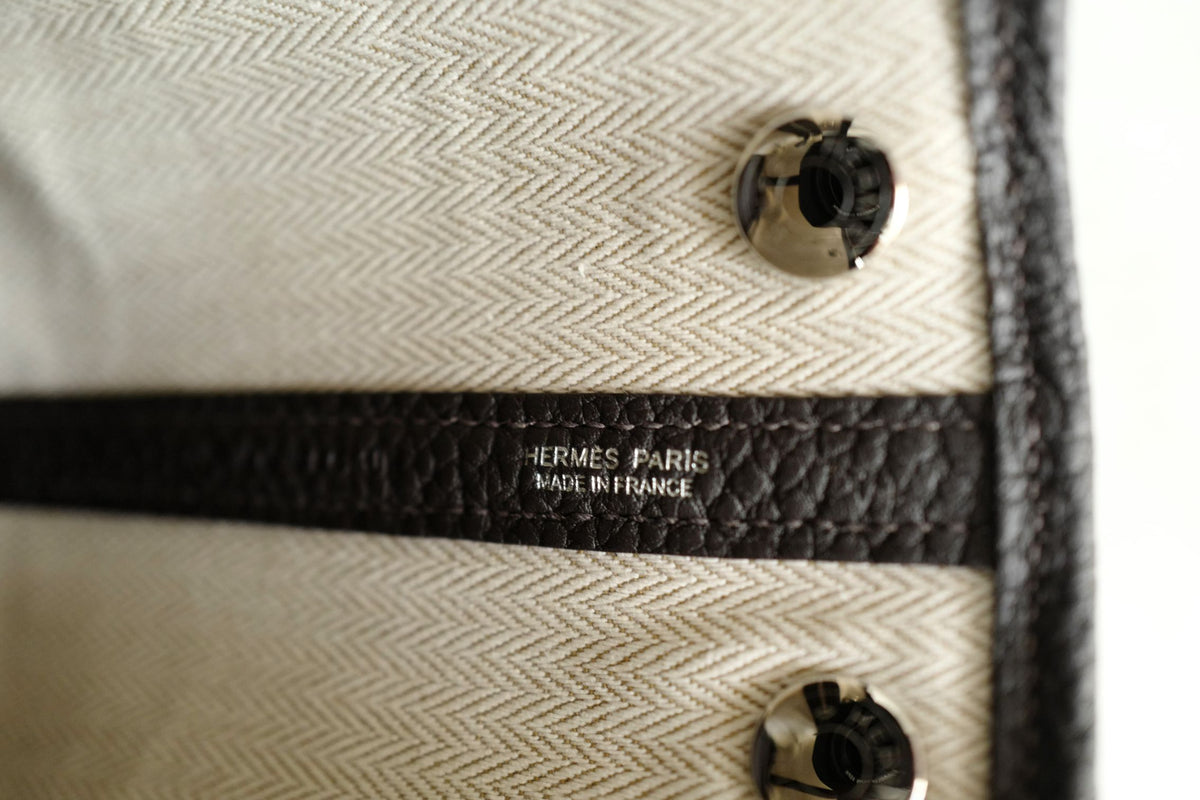 BNIB Hermes Mini Garden Party Neo 23 Bai Brun in Negonda Calfskin PHW G stamp