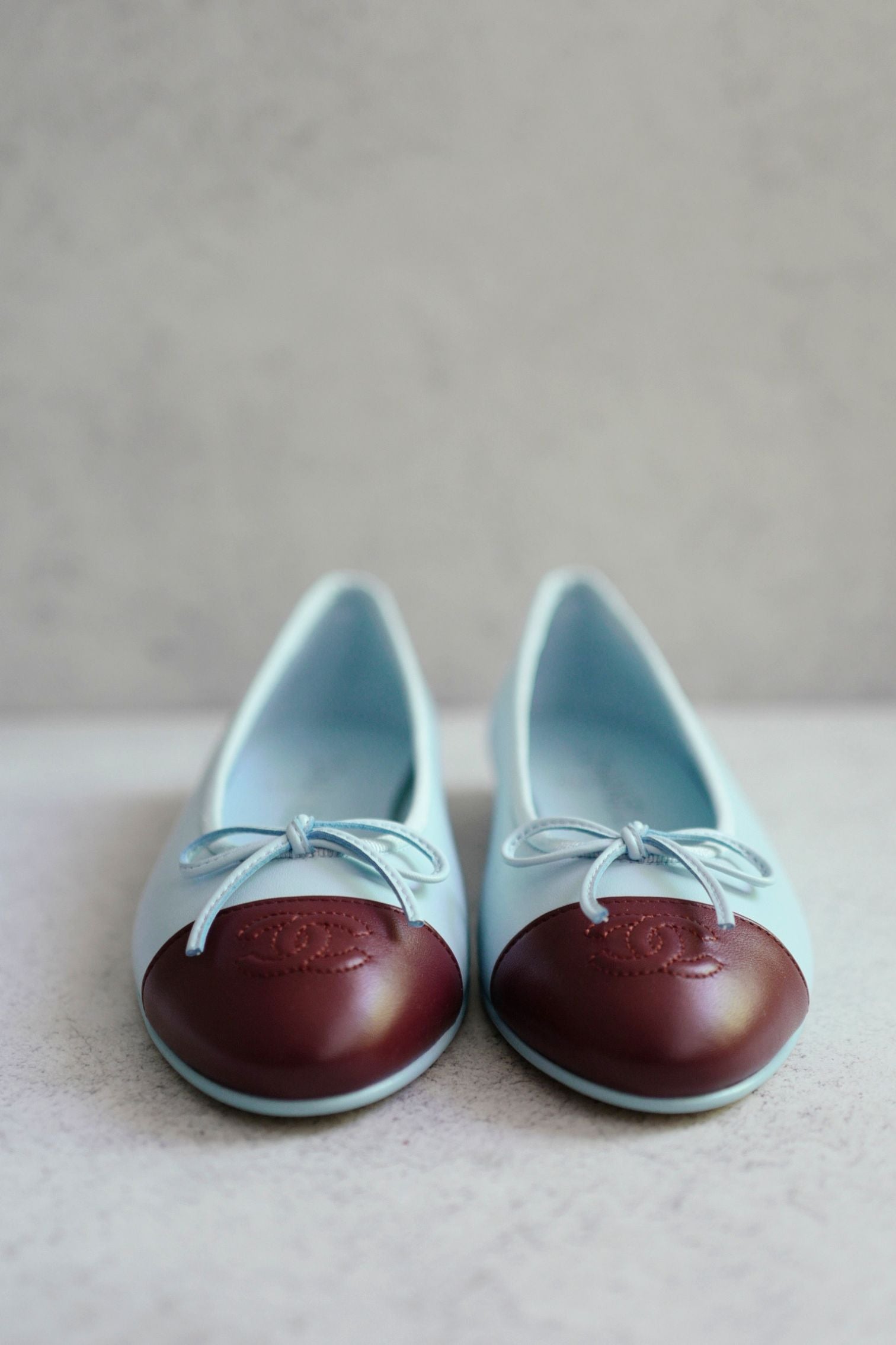 Chanel 26S Matthieu Blazy's Ballet Flats Burgundy Blue Lambskin Size 37