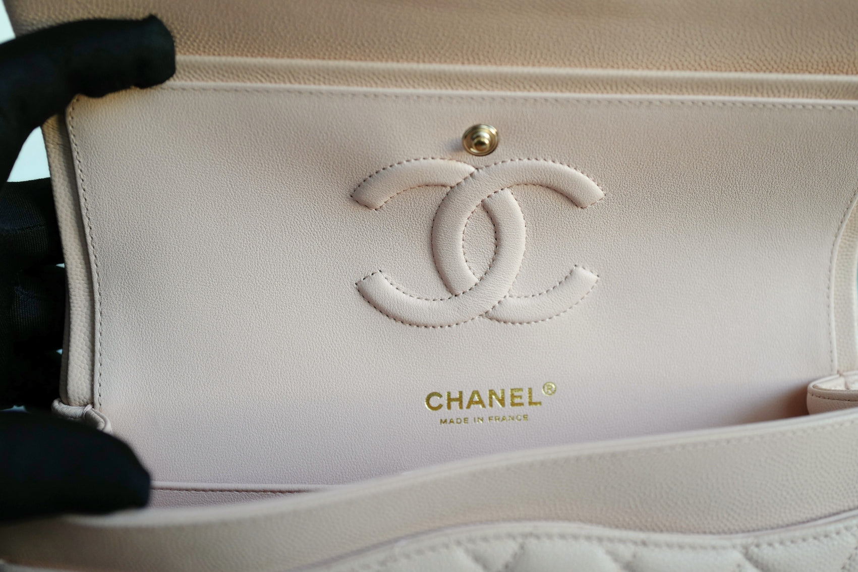 BNIB Chanel Medium Classic Double Flap Bag Beige Clair Grained  Gold Hardware