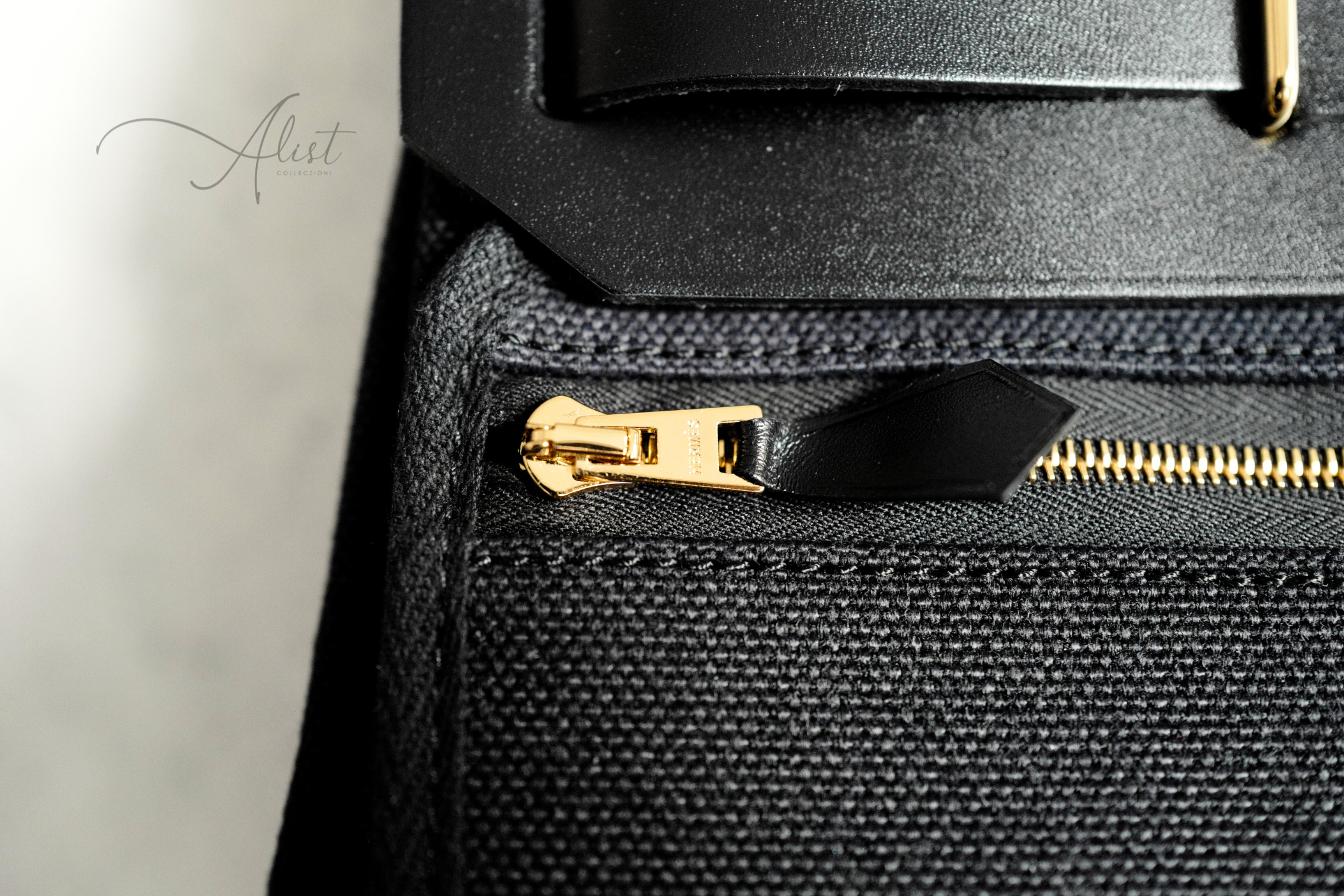 BNIB Hermes Mini Herbag Noir Black / Black With Gold Hardware W New