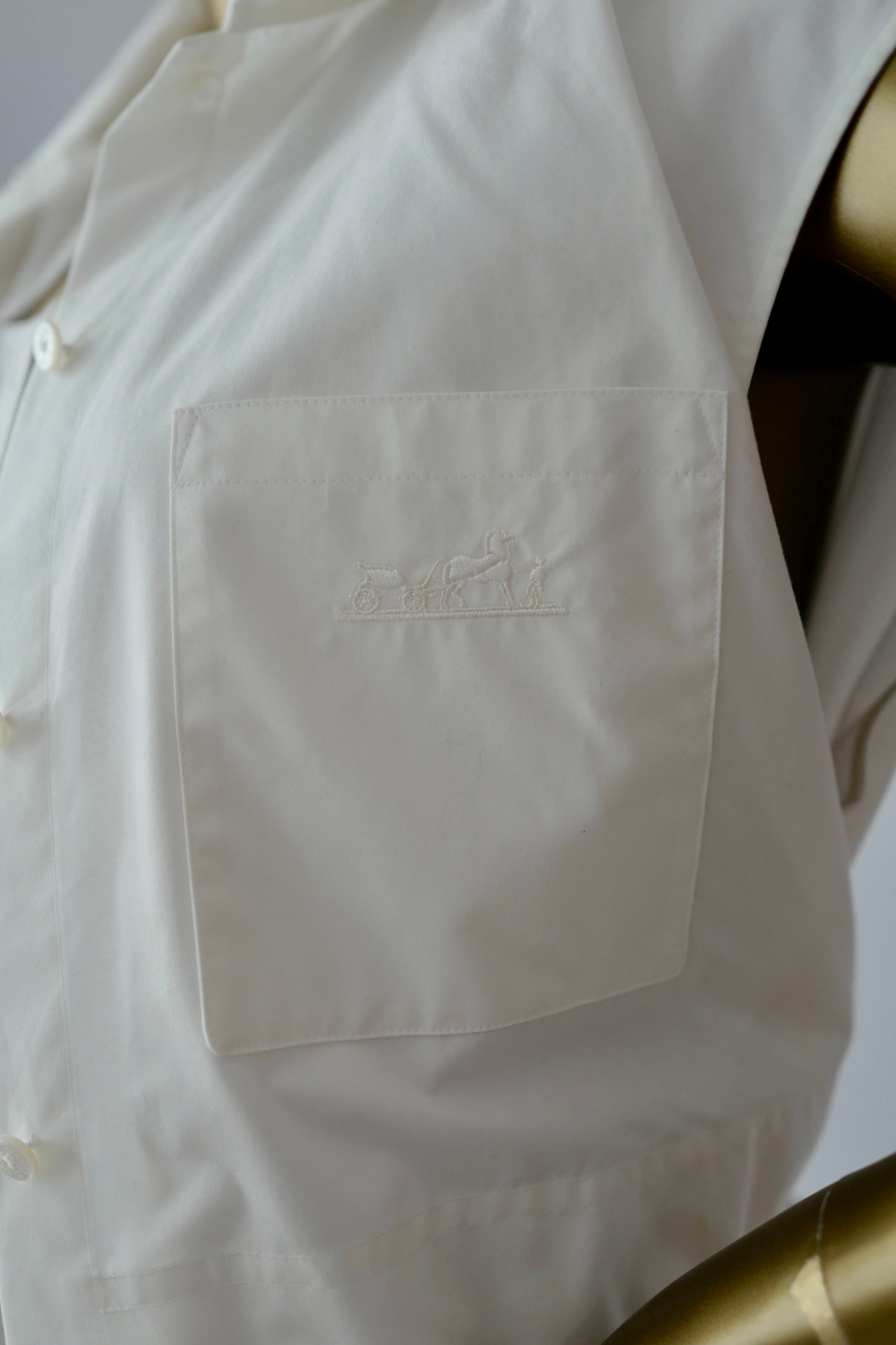 Hermes Robe Inspi Chemise 90 Blanc White Cotton Dress Size 40 NEW