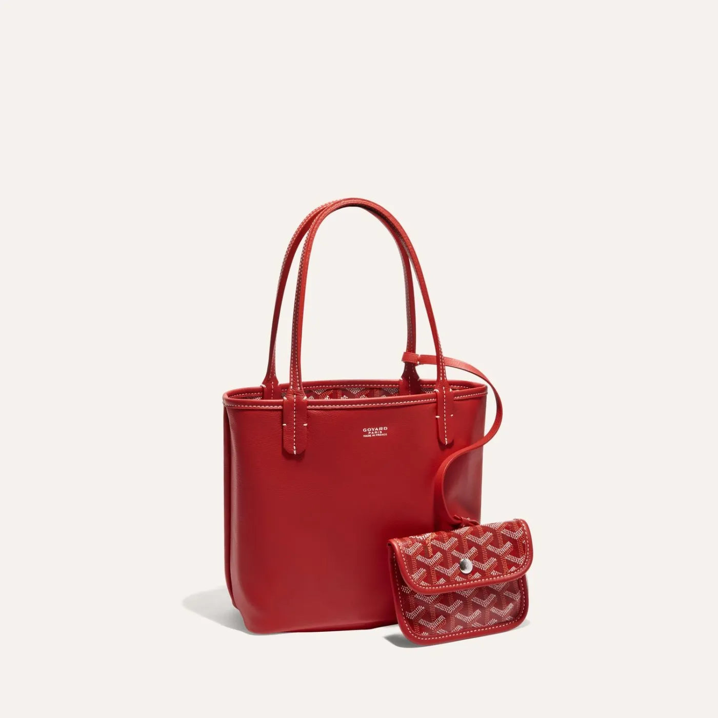 NEW Goyard Anjou Mini Tote Bag in Red with Palladium Hardware