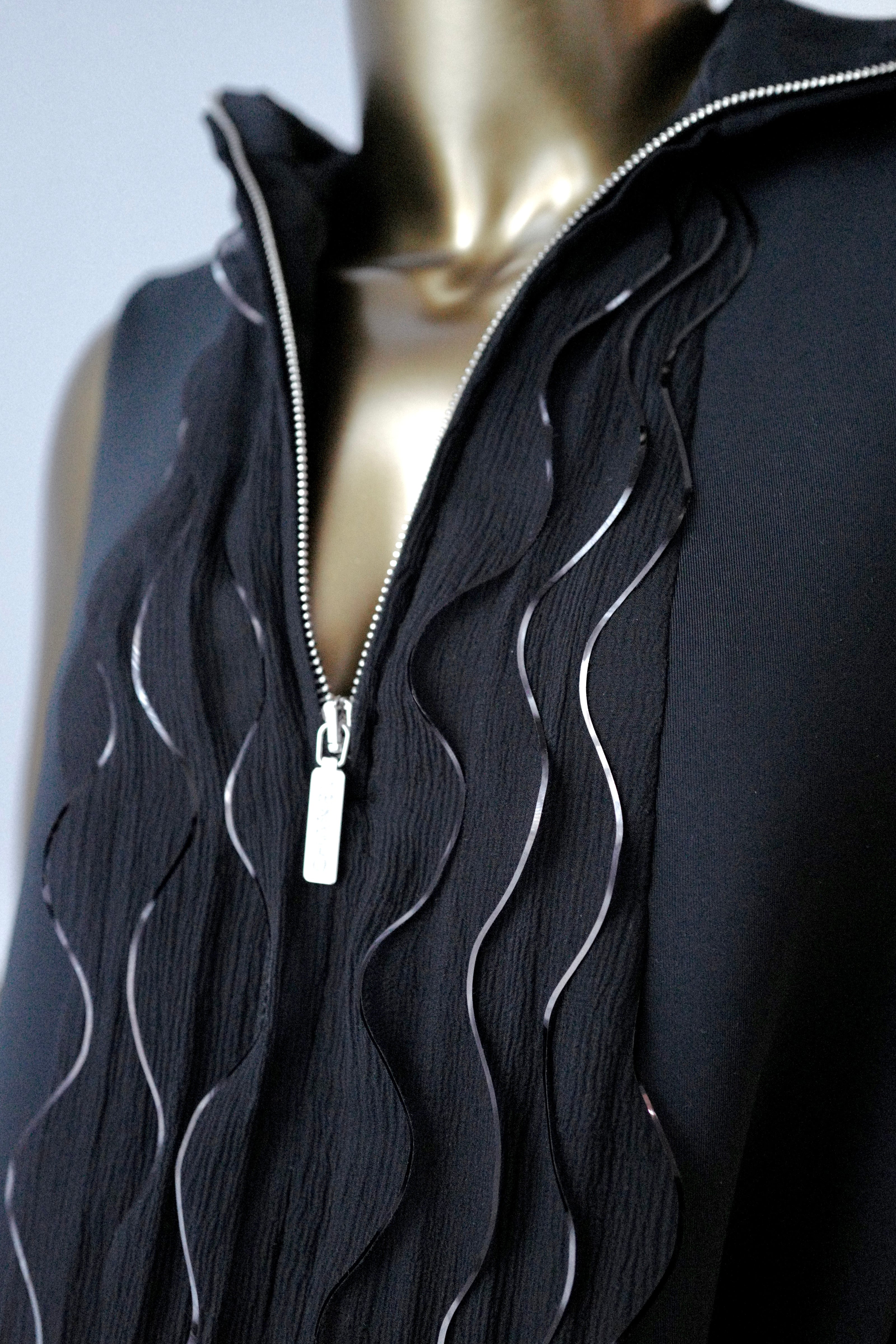 NEW Chanel 25S Dress in Black Shimmery Pleated with Hoodie size 36