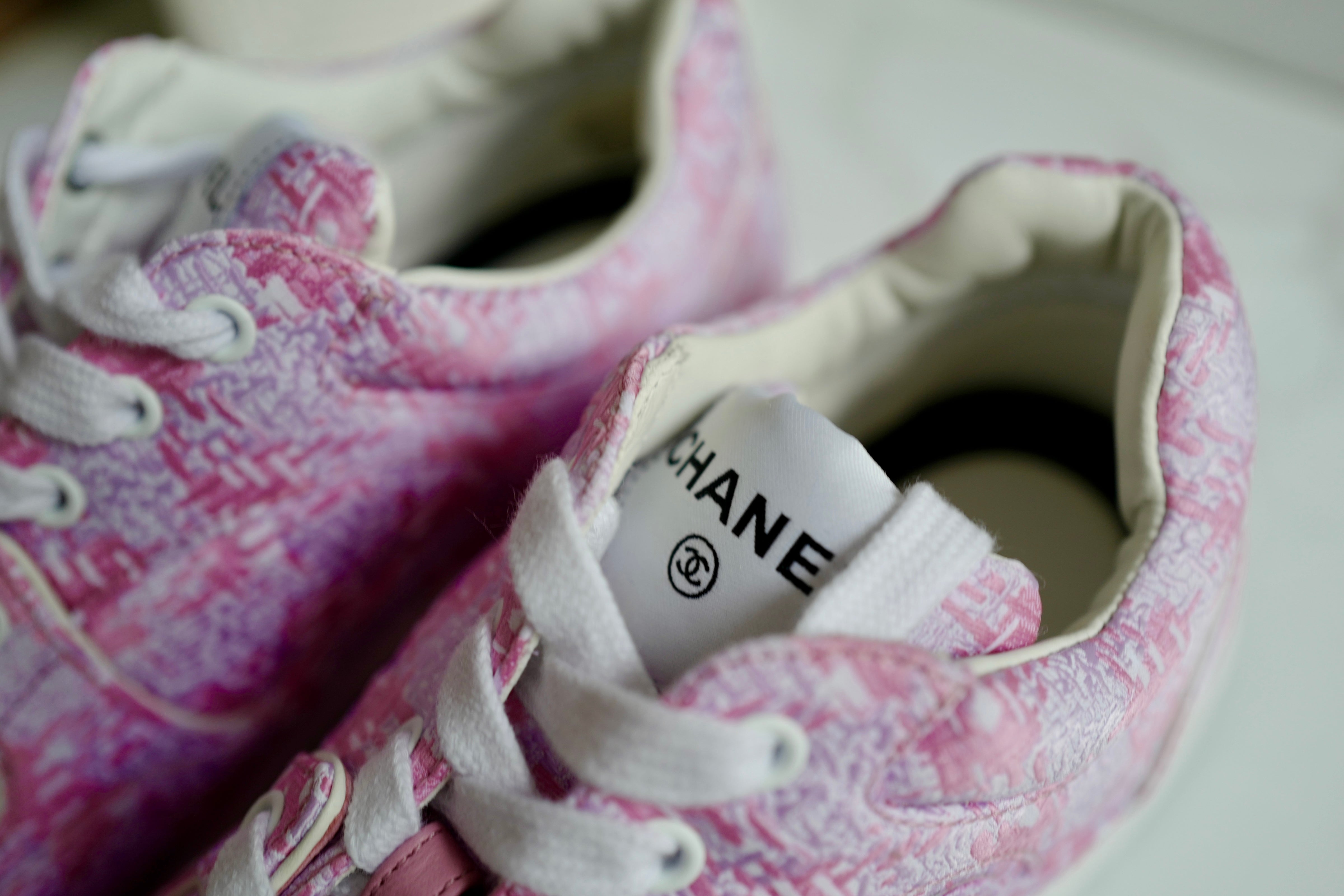 BNIB Chanel 24 Interlocking CC Logo Tweed Chunky Sneakers size 38