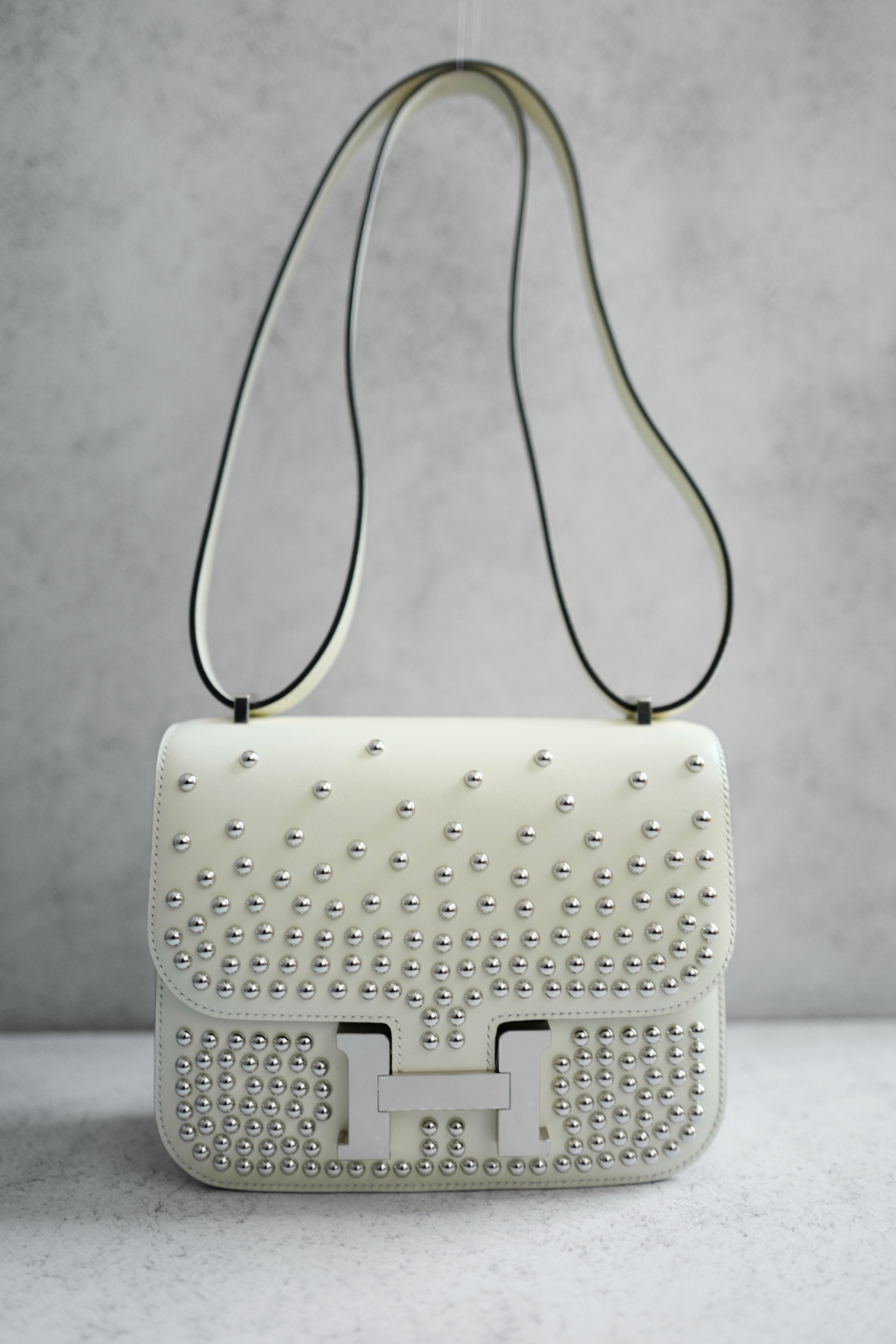 BNIB Hermes Mini Constance 18 Miroir Cloute Cream Calfskin So PHW G Stamp 2026