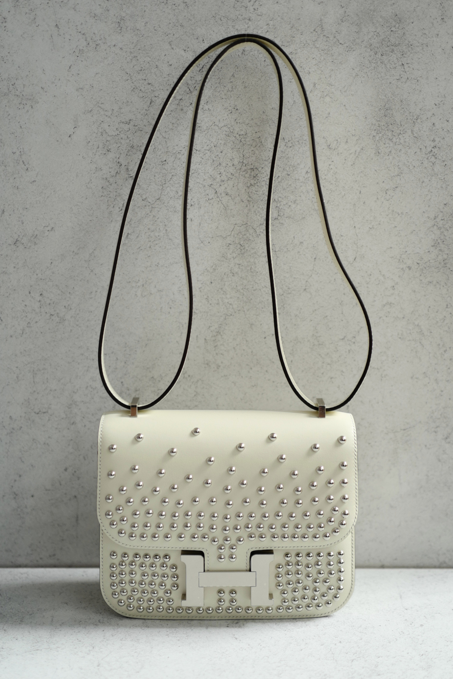 BNIB Hermes Mini Constance 18 Miroir Cloute Cream Calfskin So PHW G Stamp 2026