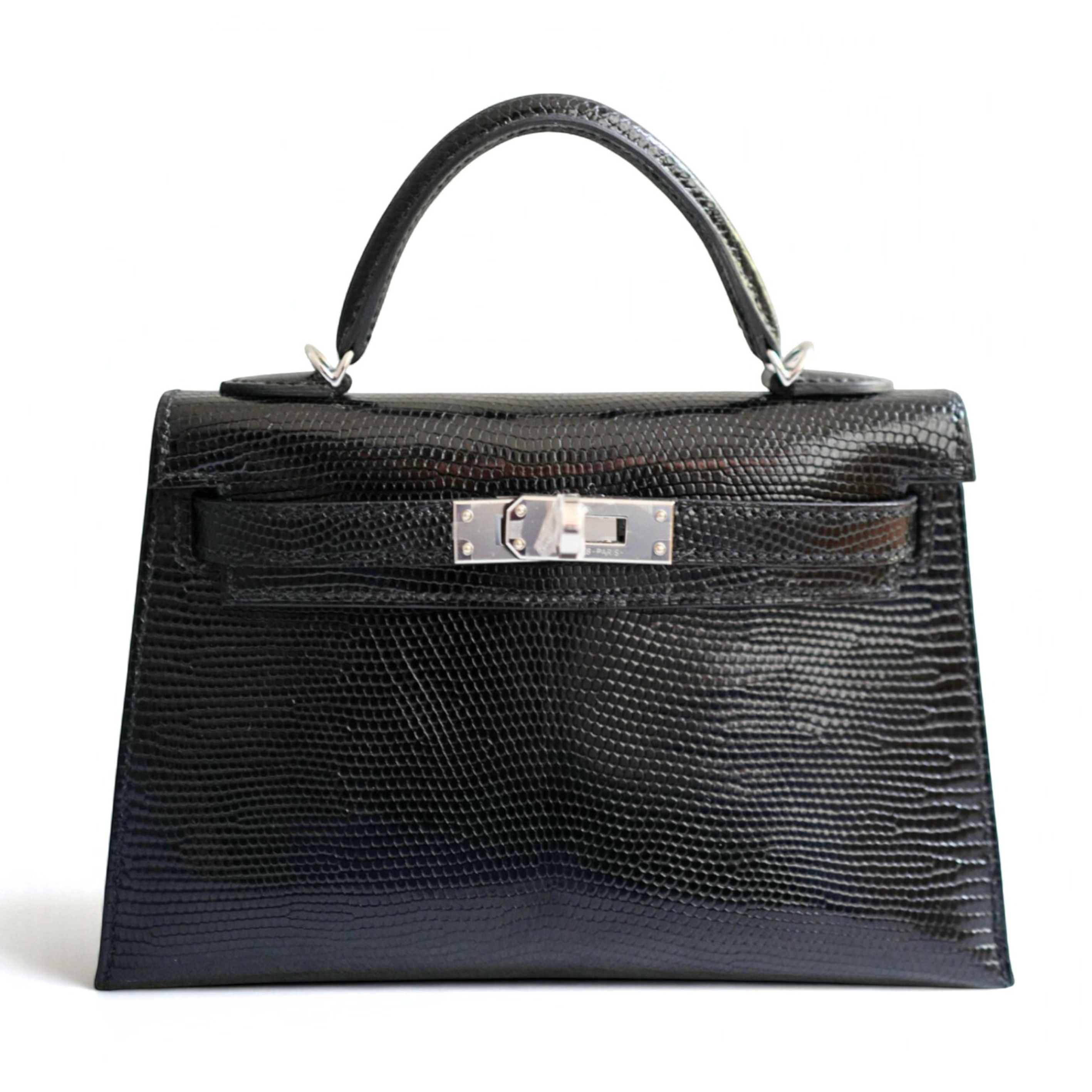 BNIB Hermès Mini Kelly 20 Noir Black Lizard Palladium Hardware Stamp W 2025