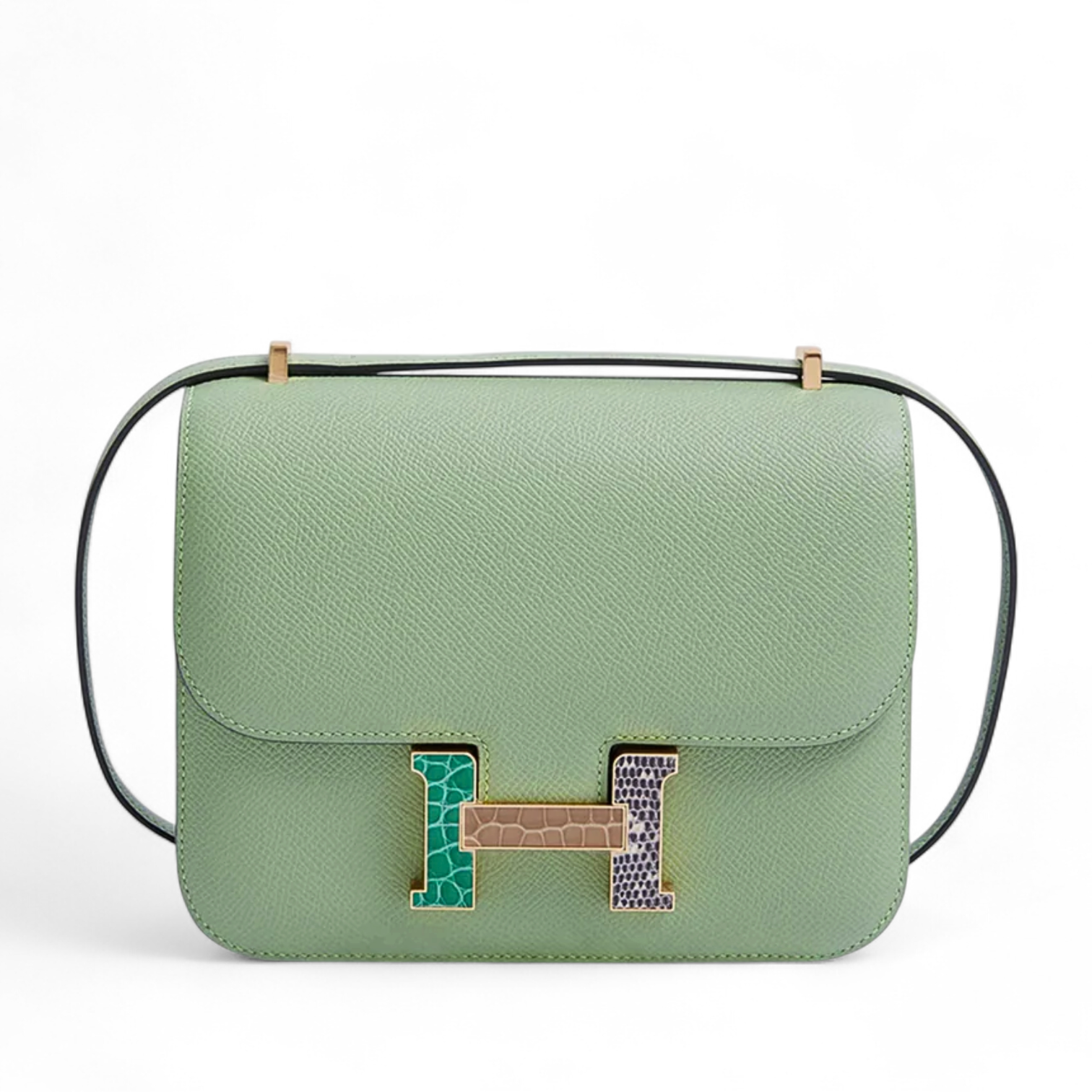 BNIB Hermès Constance 18 Vert Criquet Epsom Leather Bag Exotic Buckle GHW Stamp B 2023
