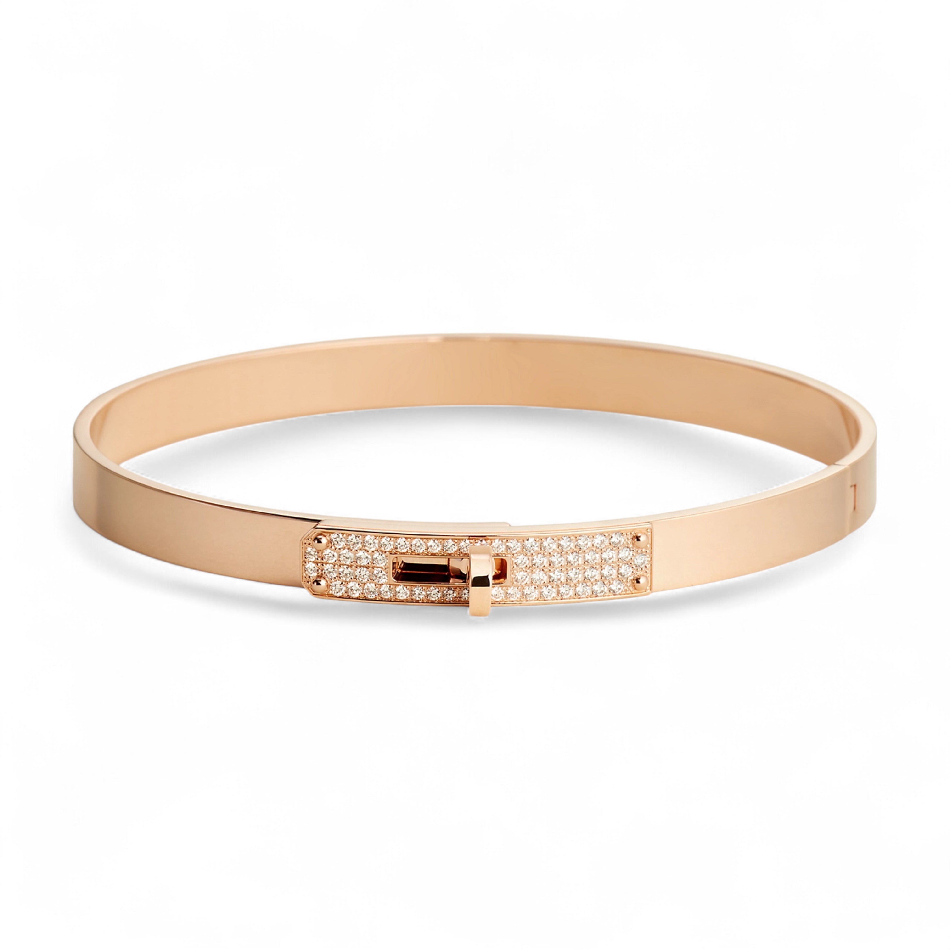 Brand New Hermès Kelly Bracelet With Diamonds in Rose Gold 18K, Small Model SH