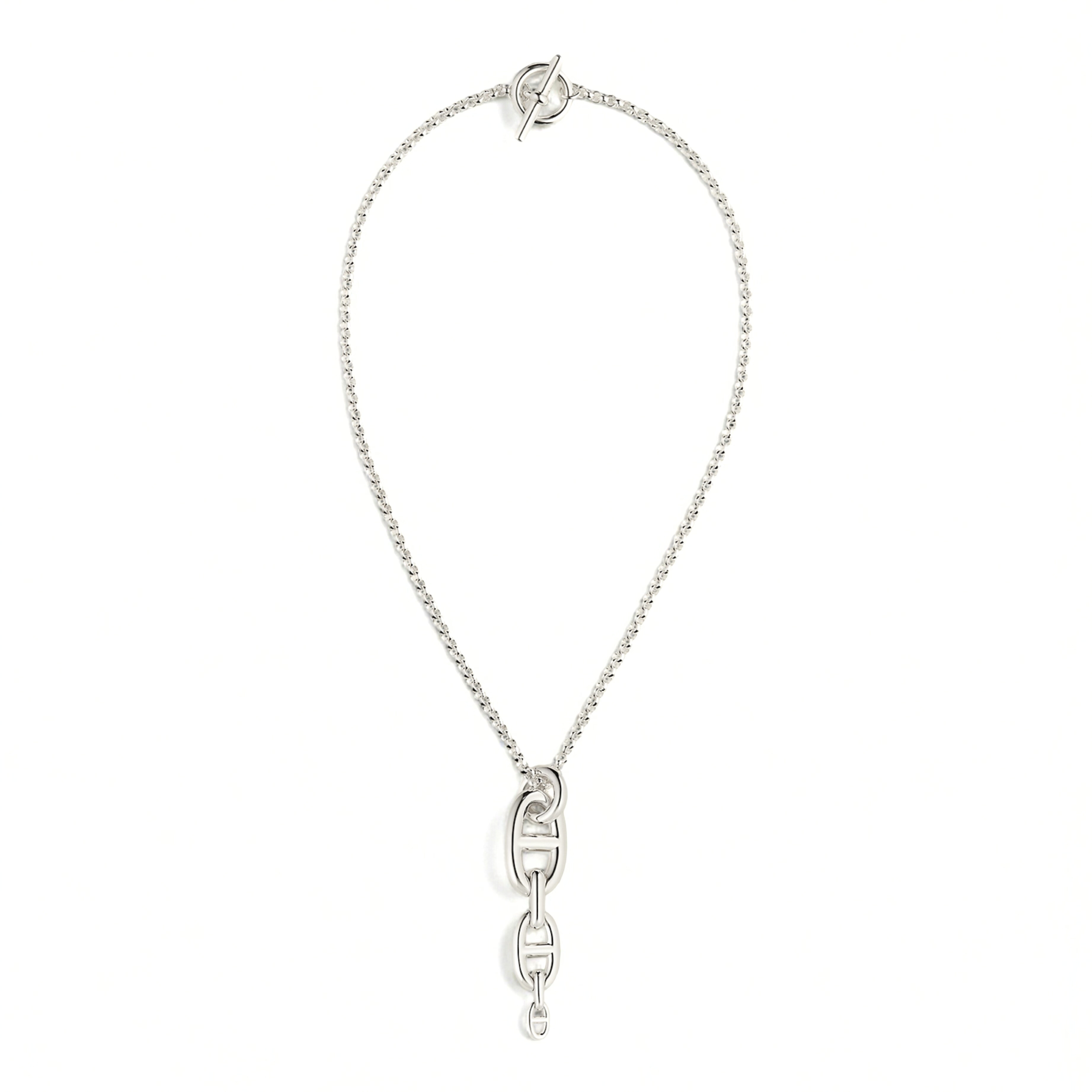 Hermes Chaine d'ancre  Necklace Silver Enchainee pendant