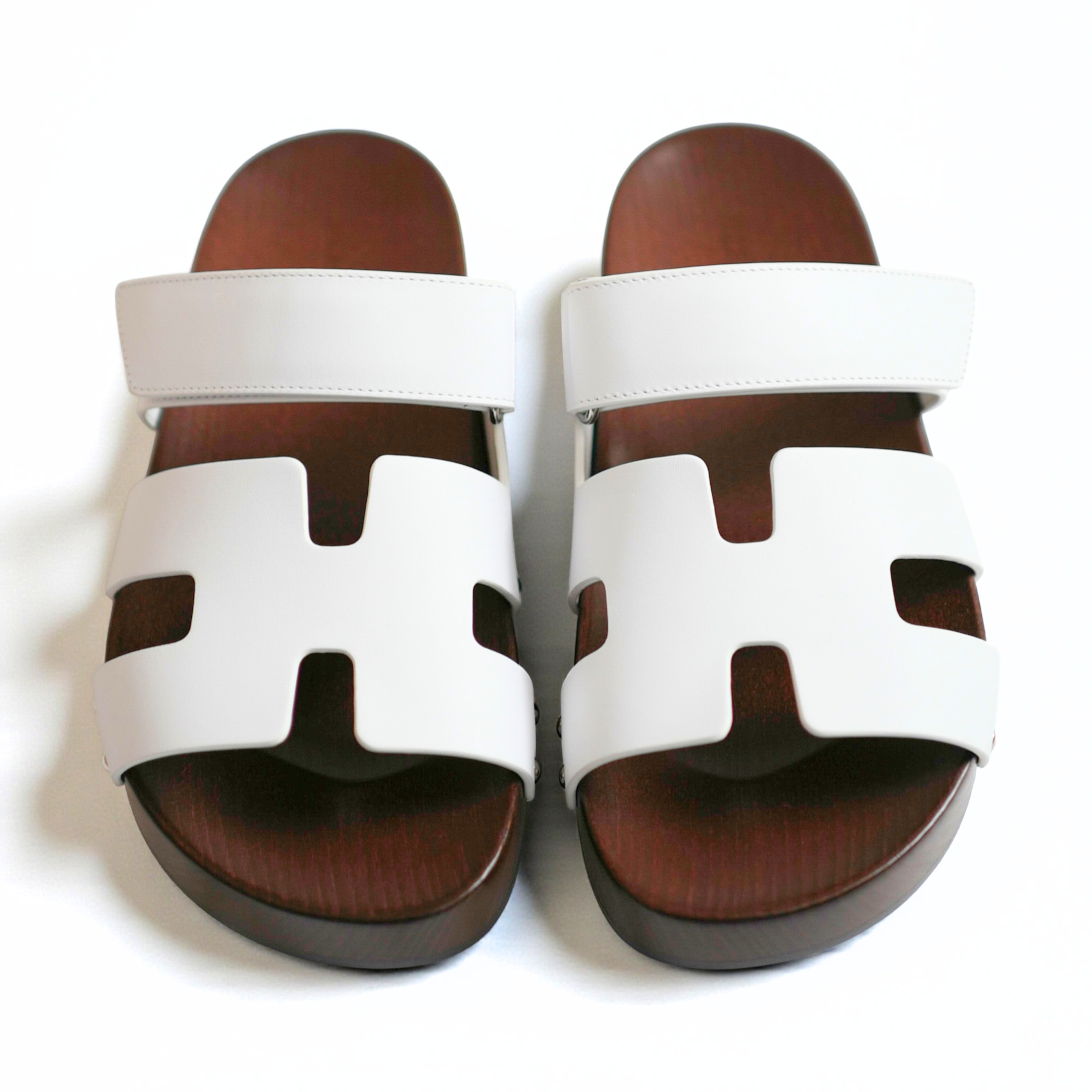 BNIB HERMÈS Kos Veau Women's Clog Blanc/white - Size 37