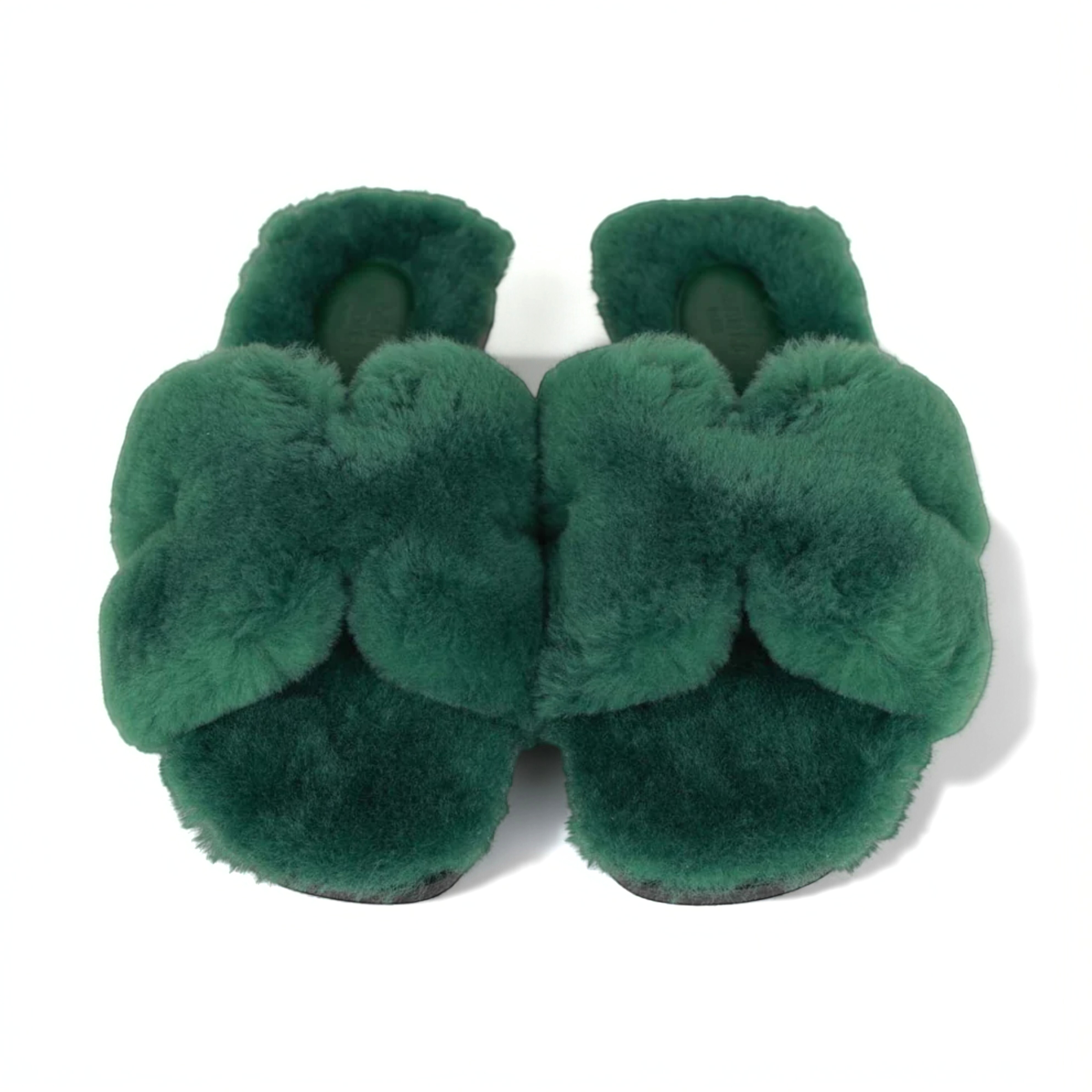 Hermes Oran Vert Anglais Fur Pom Pom Fuzzy Size 37.5 BNIB