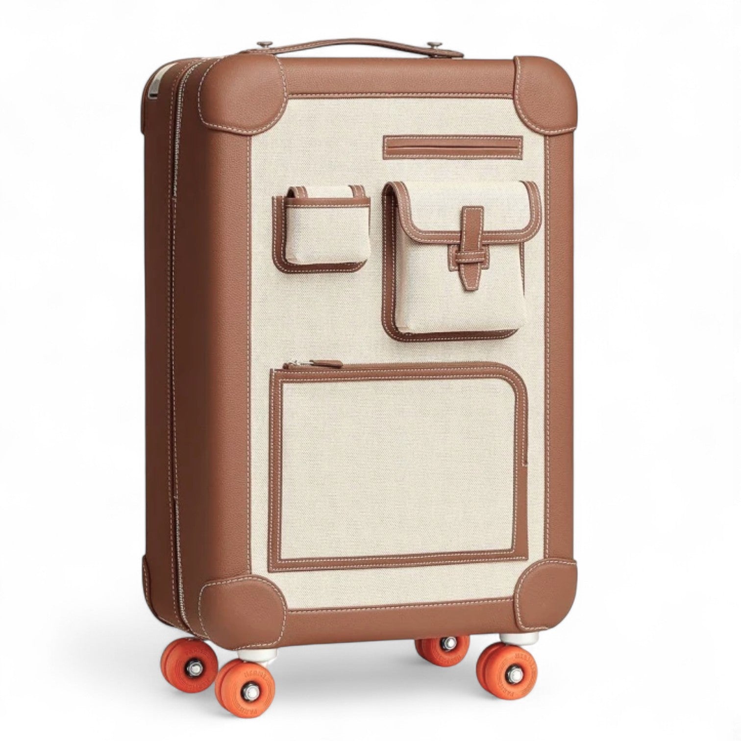 New Hermès Valise R.M.S Cargo Carry-On Suitcase – Beige/Fauve Canvas Leather PHW