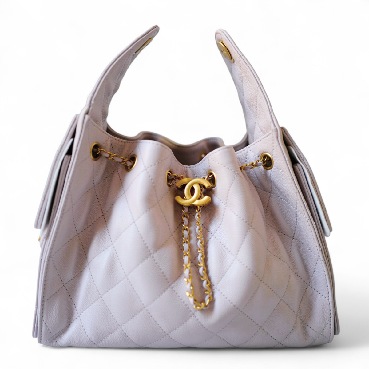 BNIB Chanel 25K Small Hobo Bag Light Pink Grained Calfskin with Gold H
