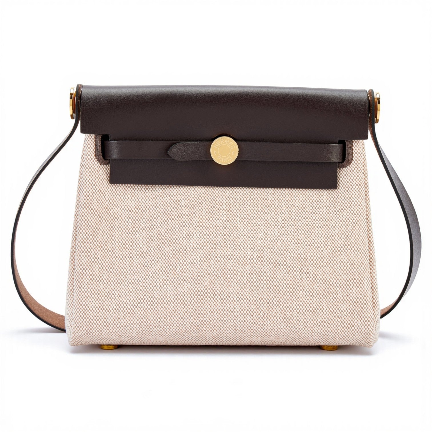 BNIB Hermes Mini Herbag Ecru/Beige Ebene with GHW 2025 Complete Receipt