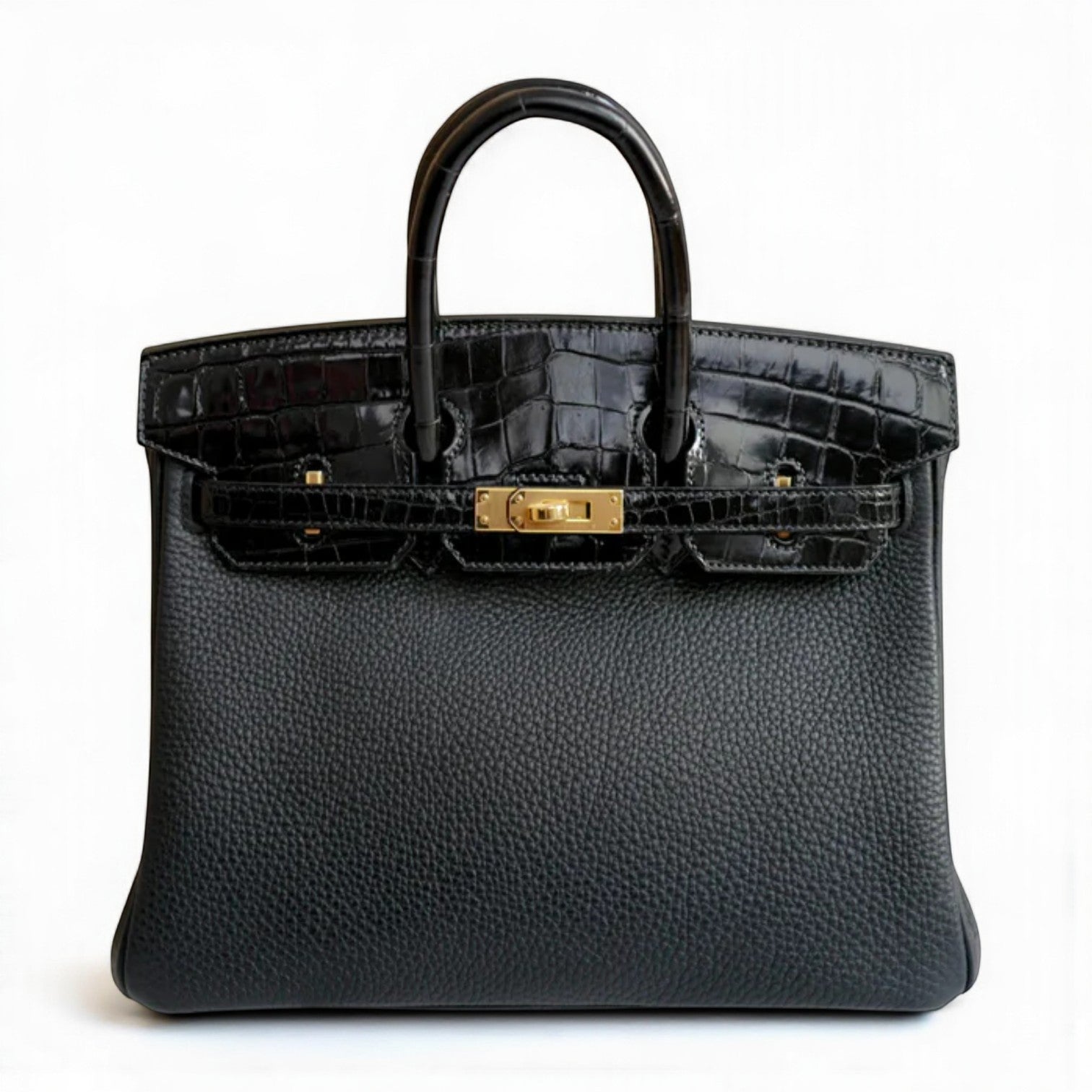 Hermes Birkin 25 touch shiny niloticus in noir/black gold hw Complete with Receipt