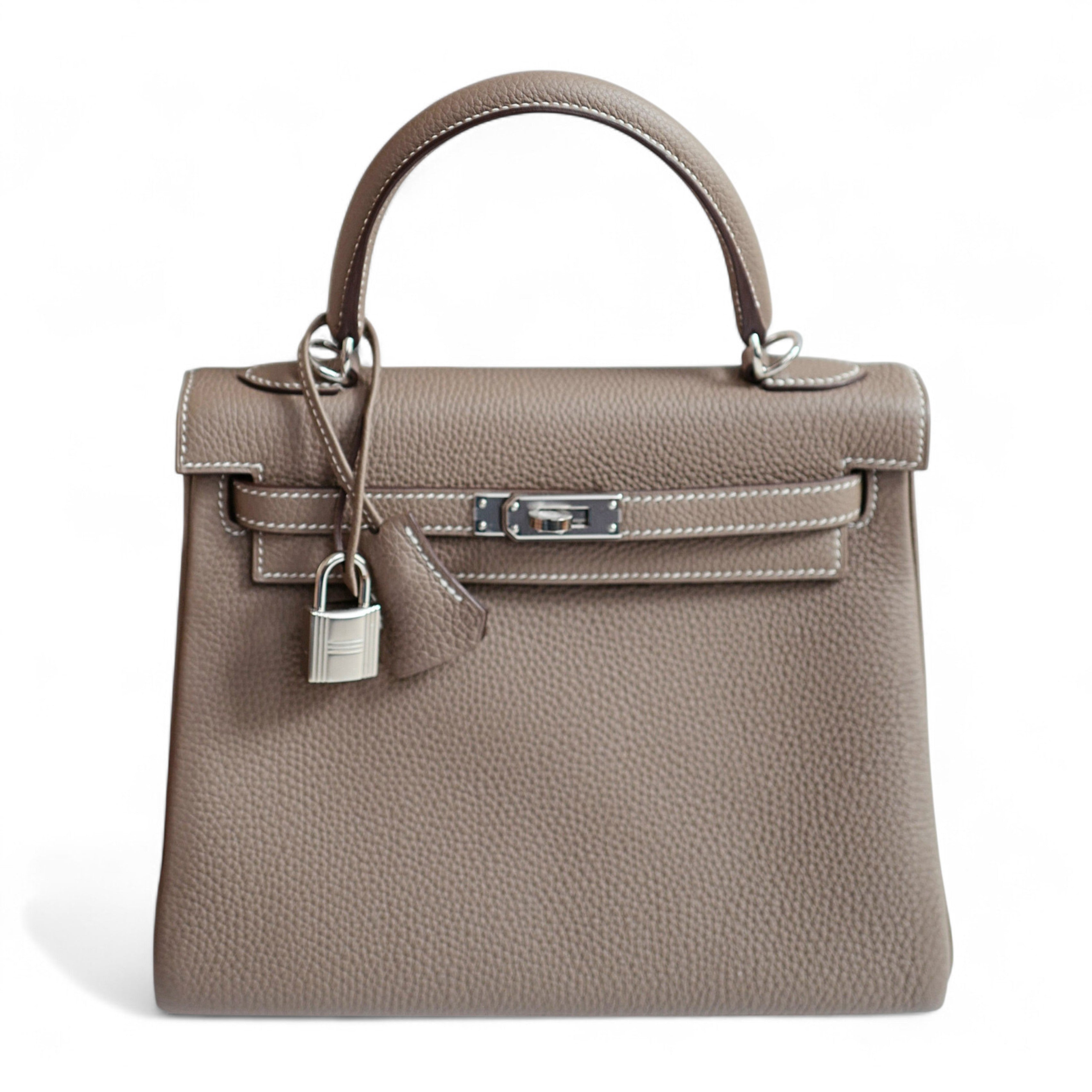BNIB Hermes Kelly 25 Etoupe Togo Retourne Palladium HW Y 2020 NEW