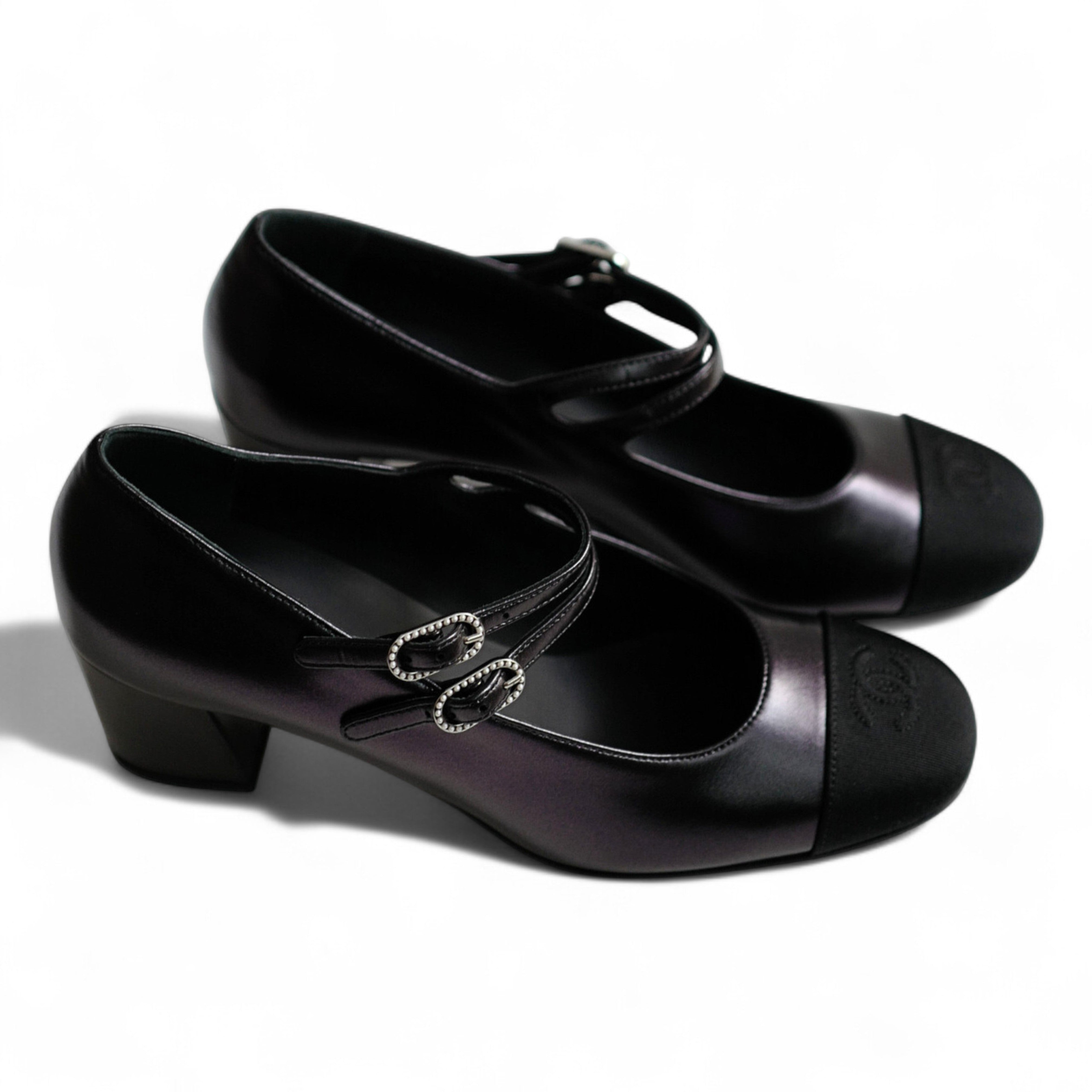 BNIB Chanel 24S Mary Jane Heels In Black Leather size 38.5 $1350