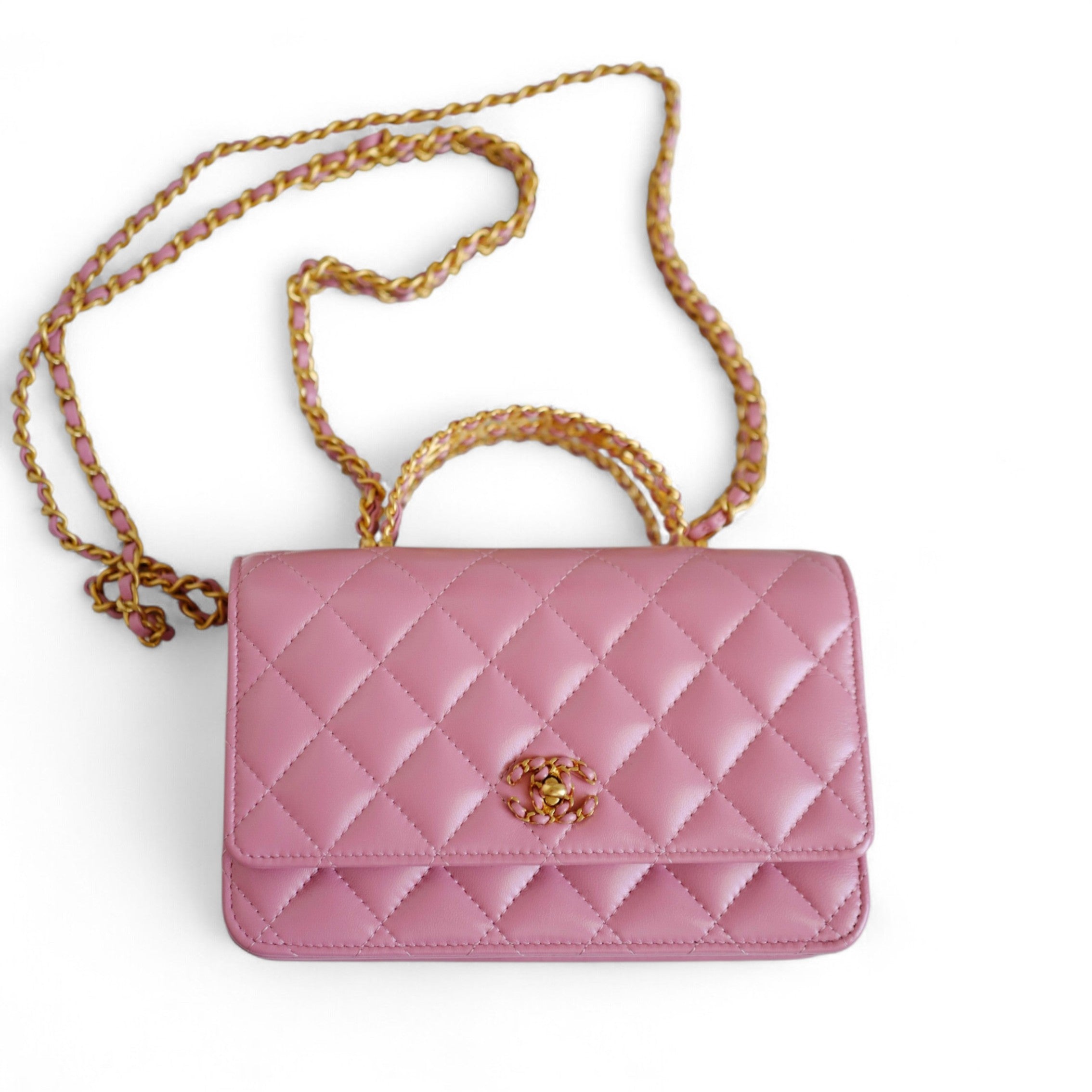 BNIB Chanel O-Mini Top Handle Bag in Pink with Crystal