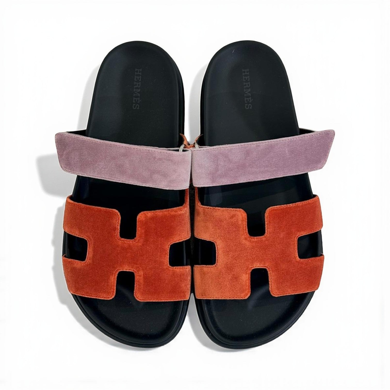 *BNIB* Hermes Women's Chypre Suede Goat Skin Orange Canyon/Bruyere Size 37.5