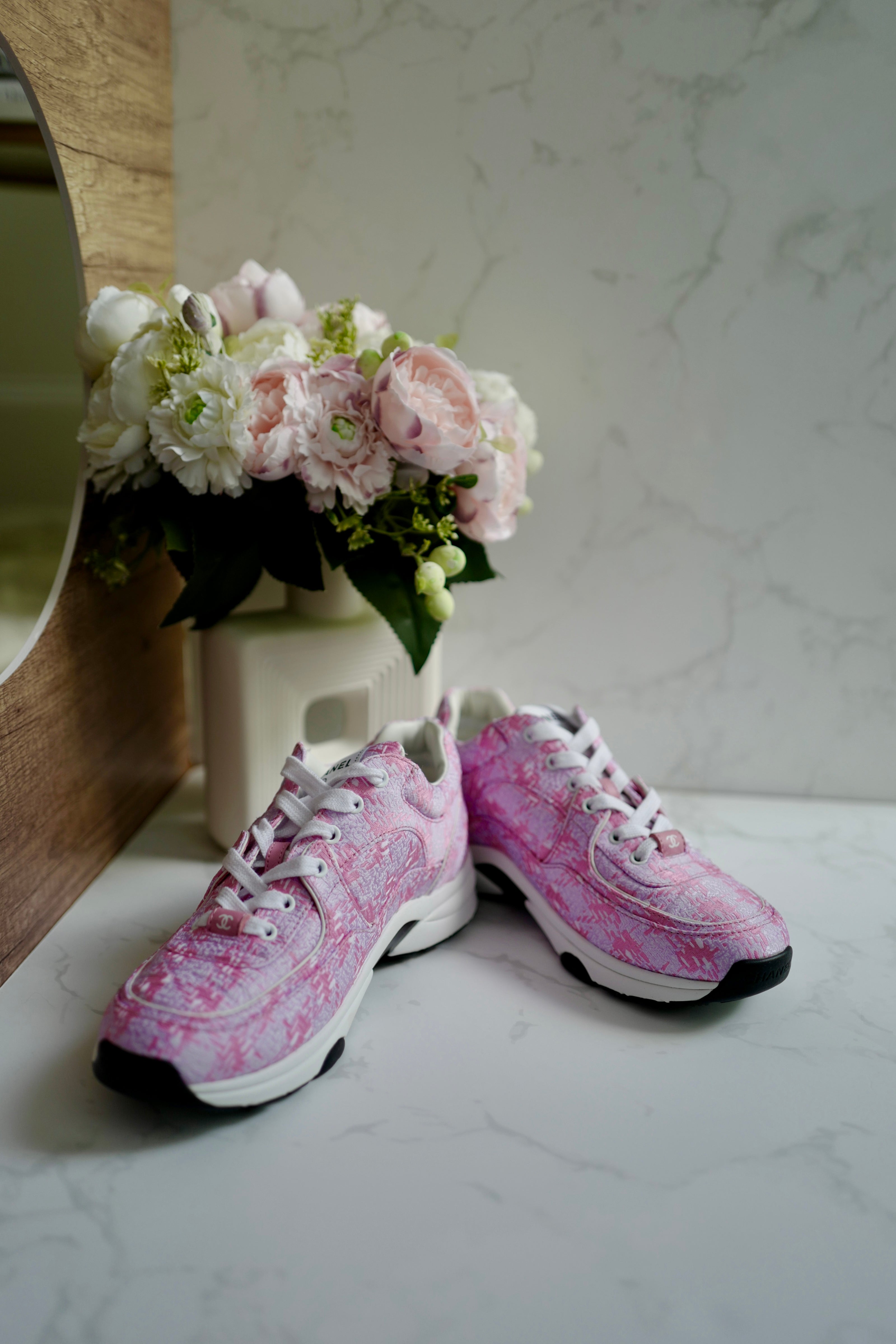 BNIB Chanel 24 Interlocking CC Logo Tweed Chunky Sneakers size 38
