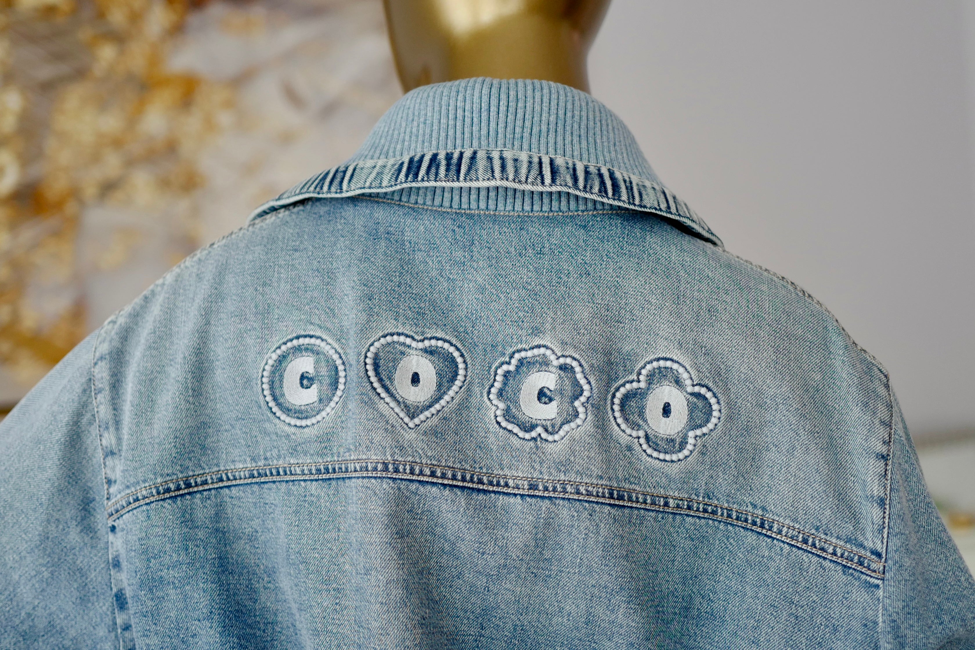 Chanel Coco Beach 2025 Collection Embroidered Denim Jacket Blue size 36