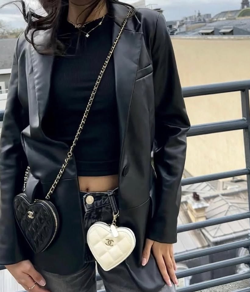 CHANEL 23P Patent Calfskin Quilted CC Heart Clutch With Gold Hardware BNIB Limited Edition