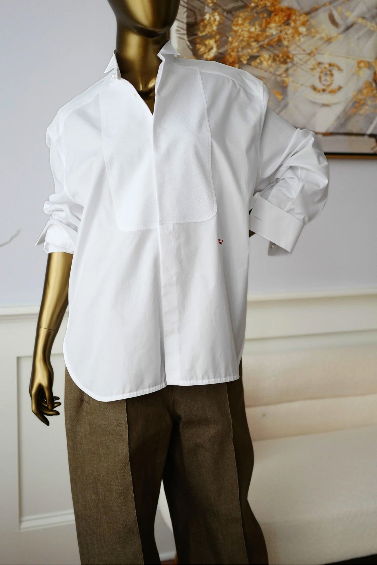 Chanel 26s Long Sleeved Shirt White Cotton with Chain Size 36 Matthieu Blazy’s Spring Summer 2026