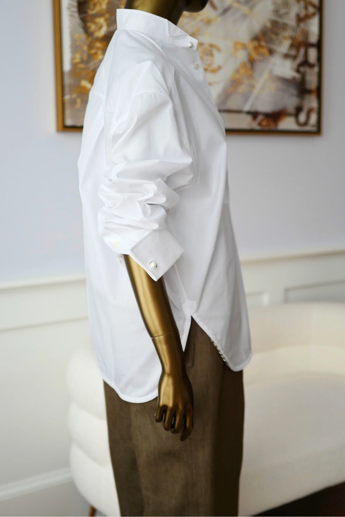 Chanel 26s Long Sleeved Shirt White Cotton with Chain Size 36 Matthieu Blazy’s Spring Summer 2026