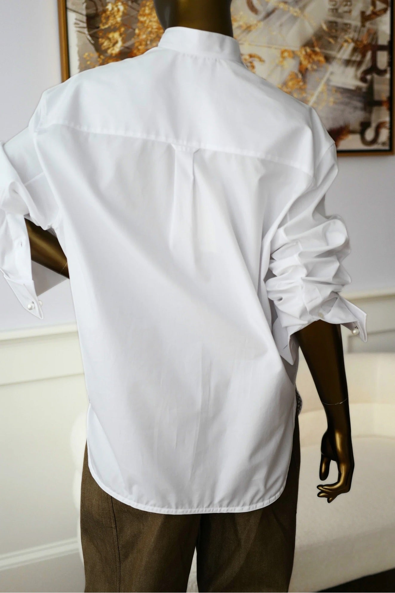 Chanel 26s Long Sleeved Shirt White Cotton with Chain Size 36 Matthieu Blazy’s Spring Summer 2026