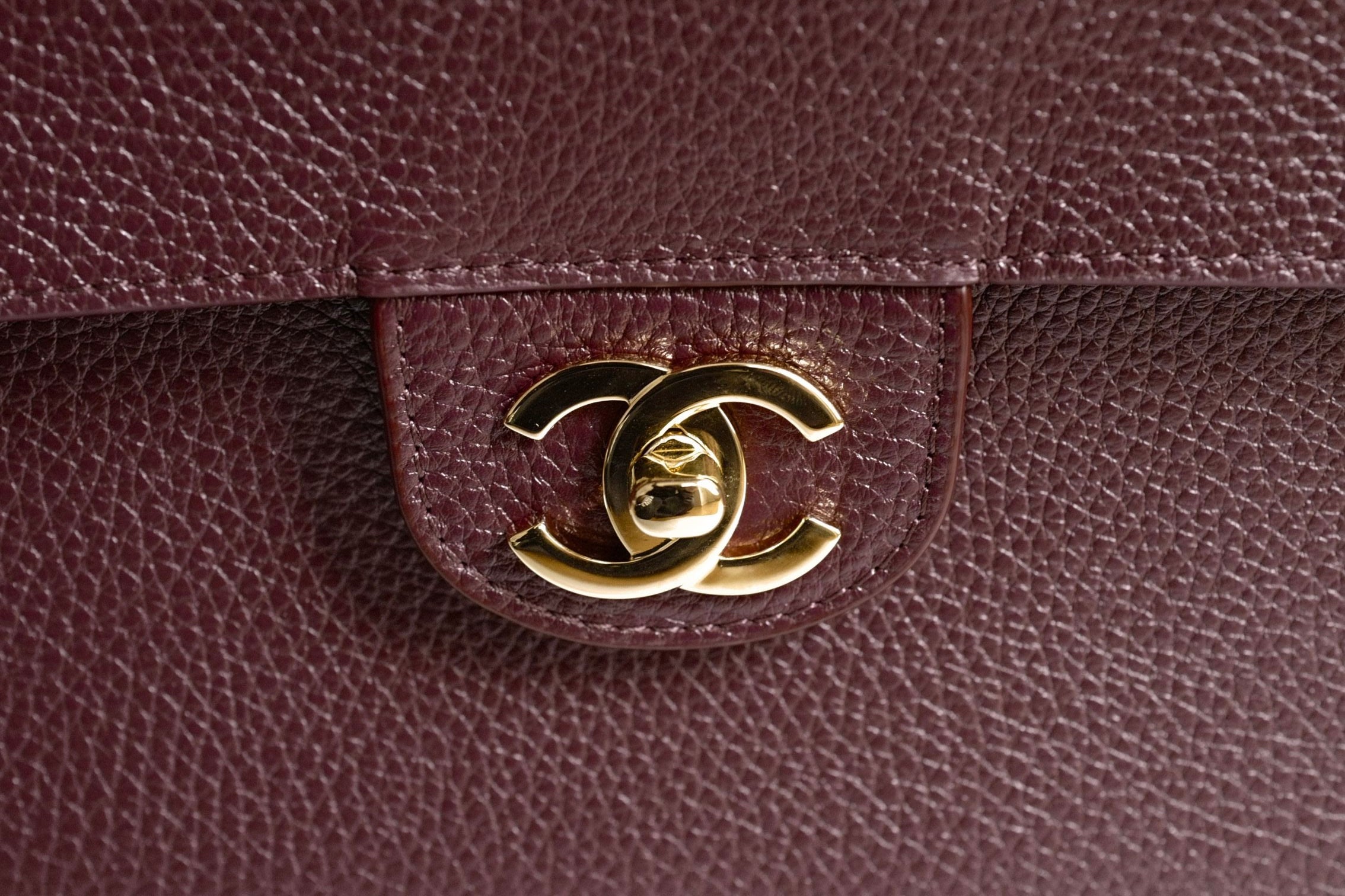 Chanel 26S Matthieu Blazy's Maxi 38 Flapbag Burgundy Grained Calfskin GHW